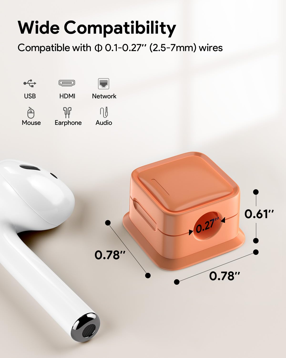 Costop Magnetic Cord Organizer 8 Pack Adhesive Cable Management Plastic Orange SC-01