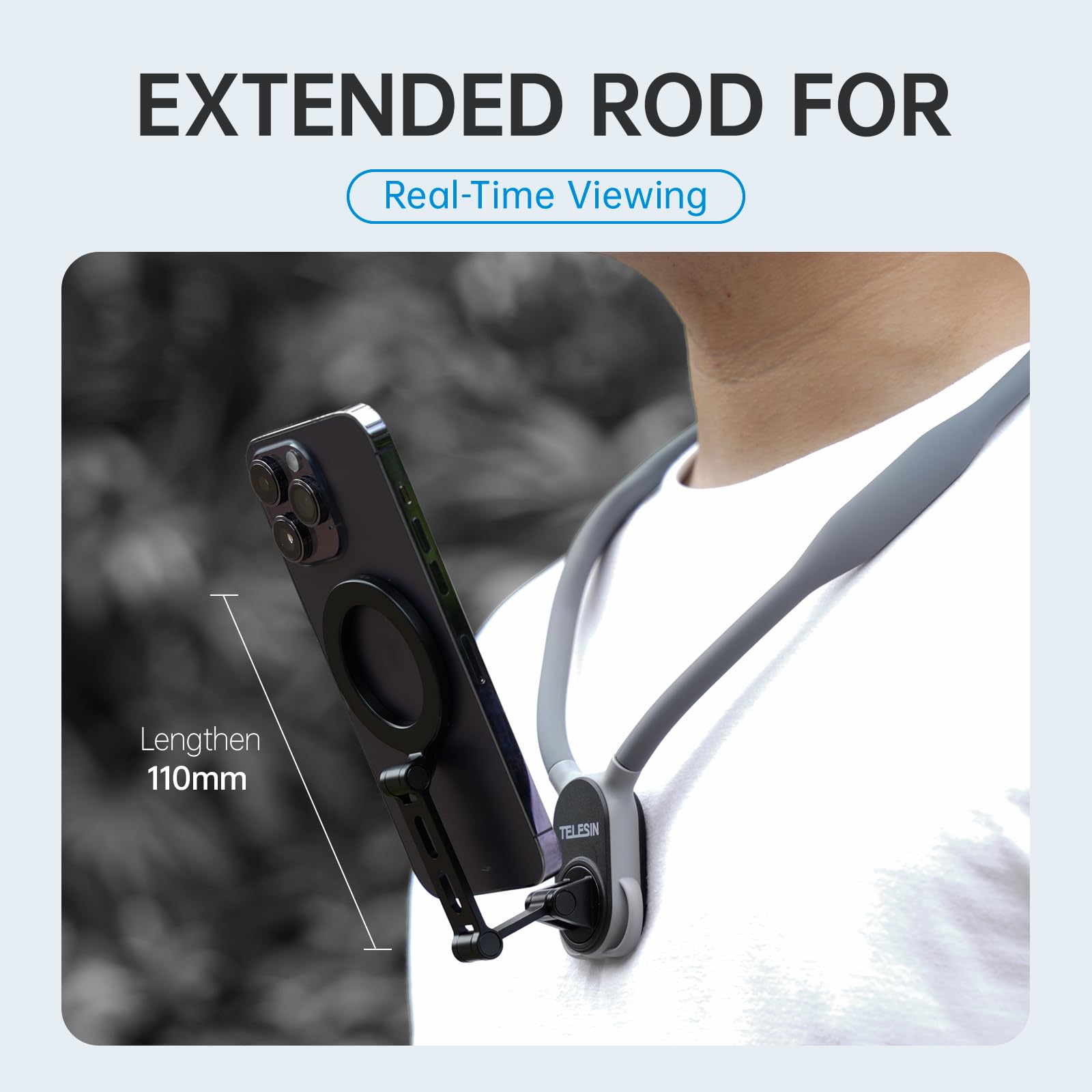Telesin Max Magnetic Neck Mount For Phones, Pov/Vlog Neck Phone Holder W Fixing Chest Strap Selfie Mount Hand Free Phone Neck Ho