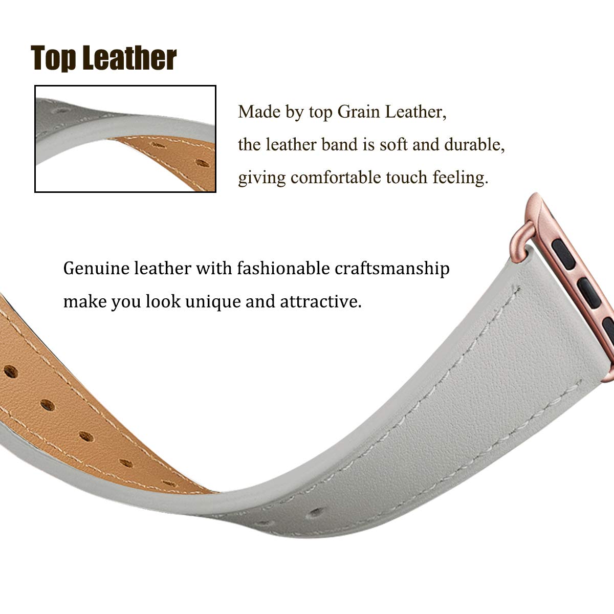 Bestig Leather Bands Compatible With Apple Watch Band 49Mm 46Mm 45Mm 44Mm 42Mm(Series 3 2 1) For Women Men, Genuine Leather Stra