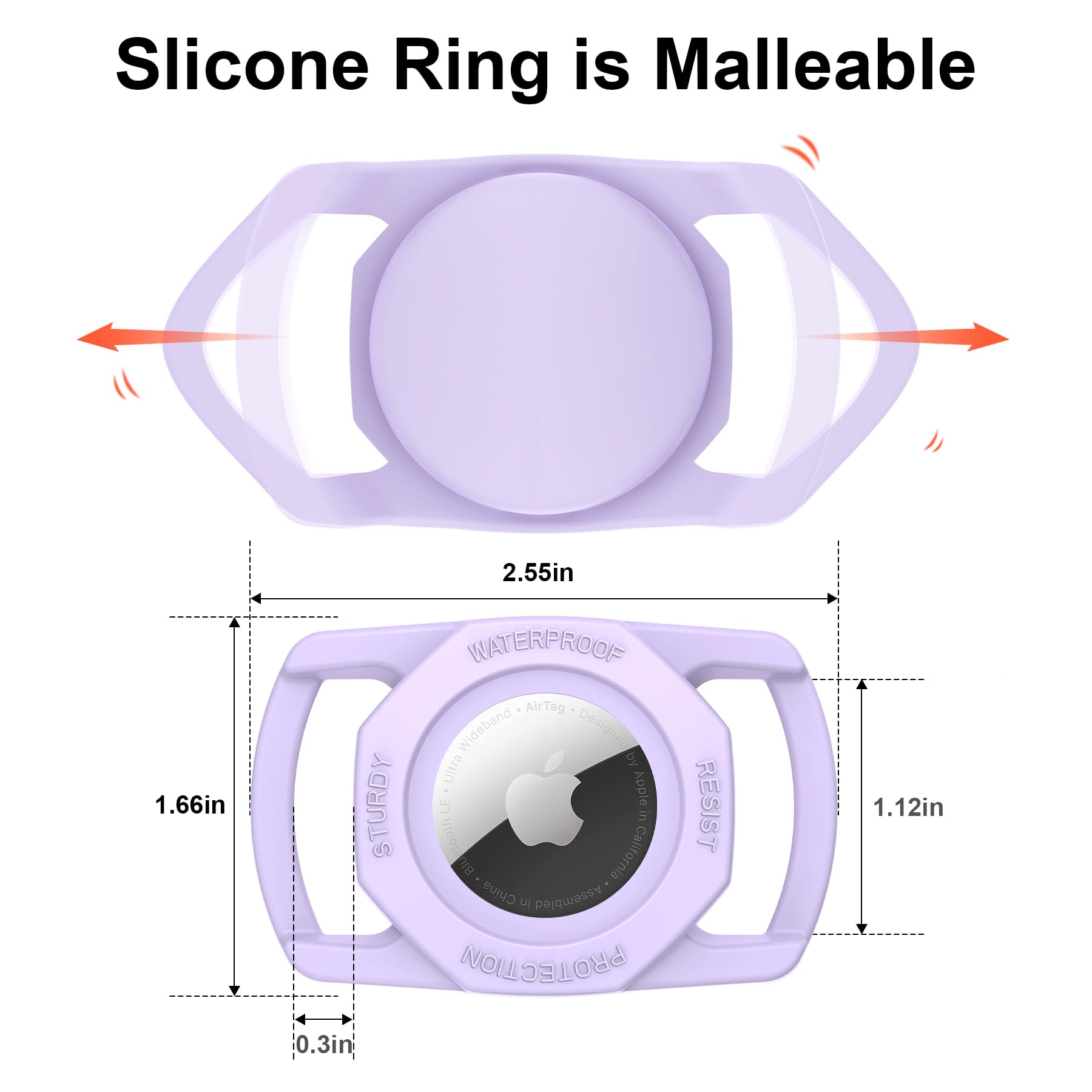 Sankala Airtag Dog Collar Holder, Waterproof Airtag Case For Dog Collar, Tpu & Silicone Full Body Covered Anti Lost Apple Air Ta