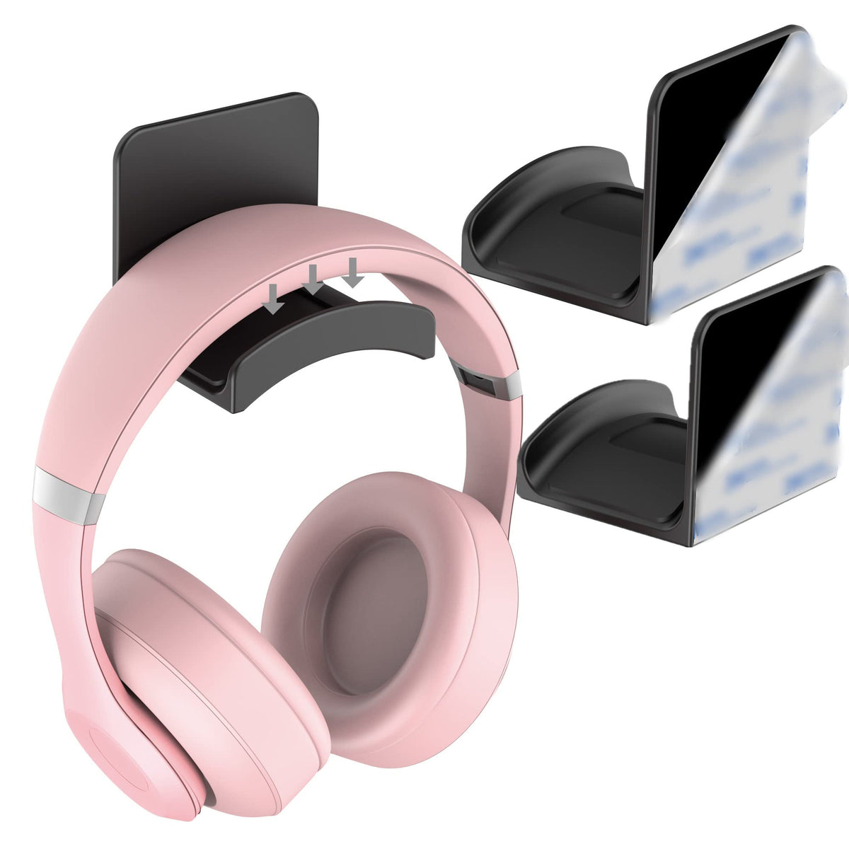 Homemount Headphone Stand Headset Holder   Adhesive Gaming Headphone Hanger Hook Desk Mount For Most Headphone & Controller (Bla