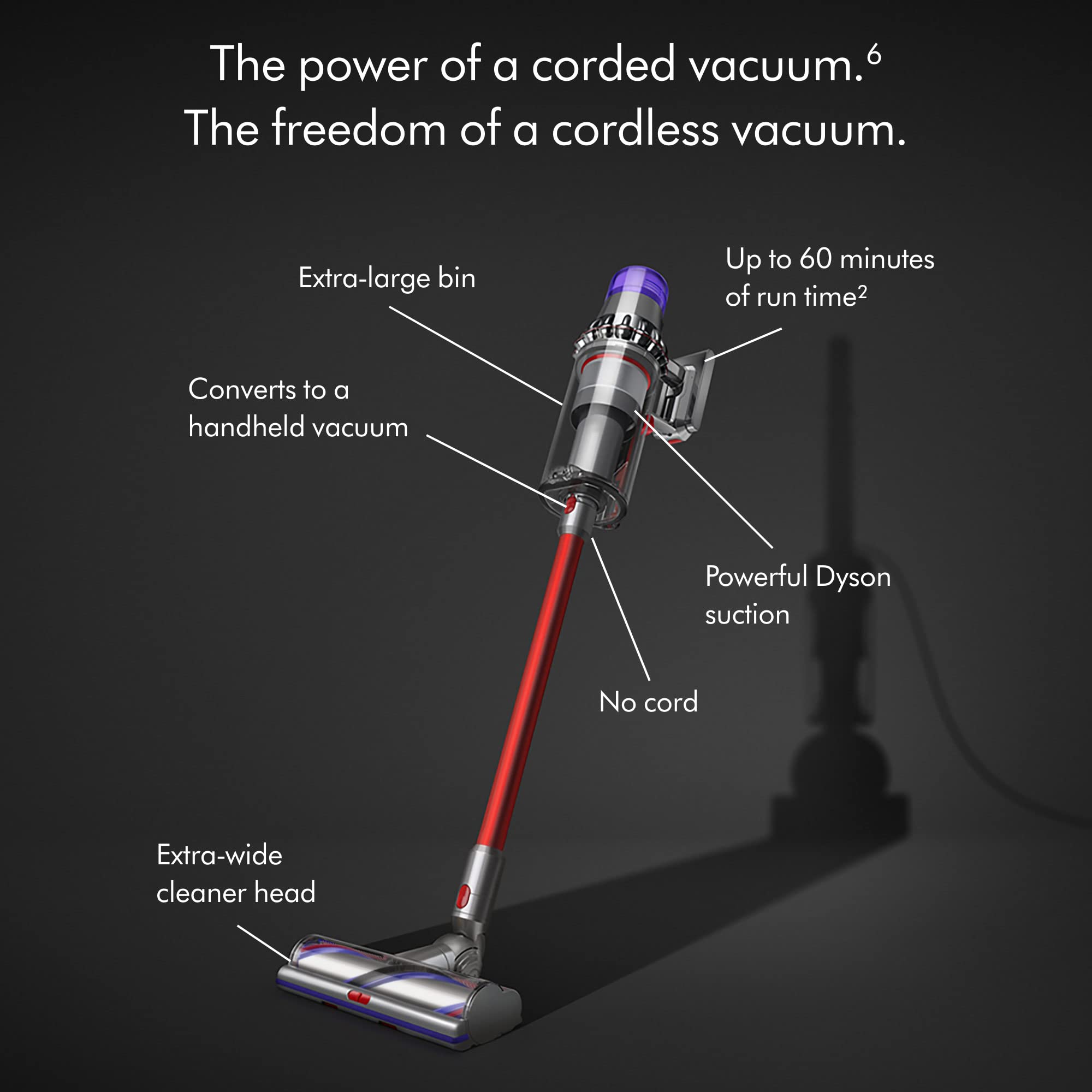 Dyson Outsize Cordless Vacuum Cleaner, Nickel/Red, Extra Large