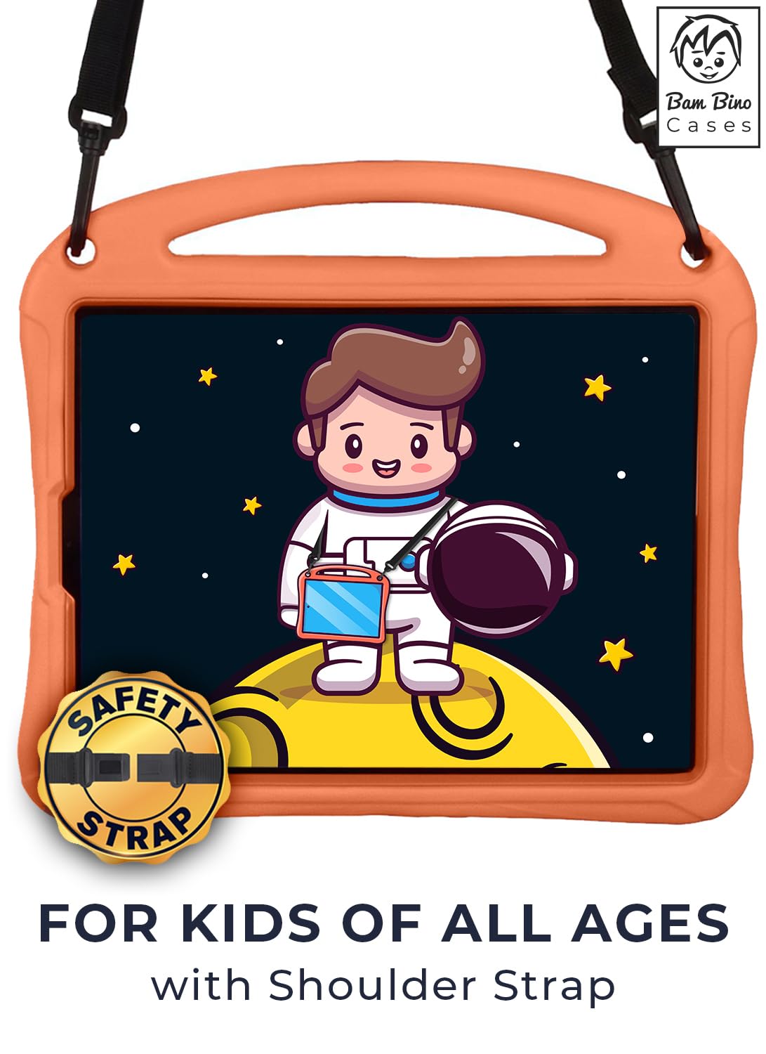 Bam Bino Space Suit Case For Ipad Pro 12.9'' 3Rd/4Th/5Th/6Th Generation (2018 2022) Models (Solar Tangerine)   [Not For Ipad Pro