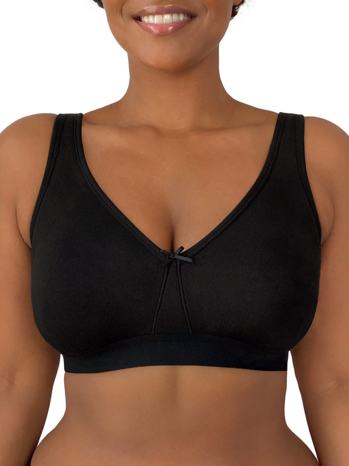 Fruit Of The Loom Womens Plus Size Wireless Cotton Bra, Black Hue, 40C