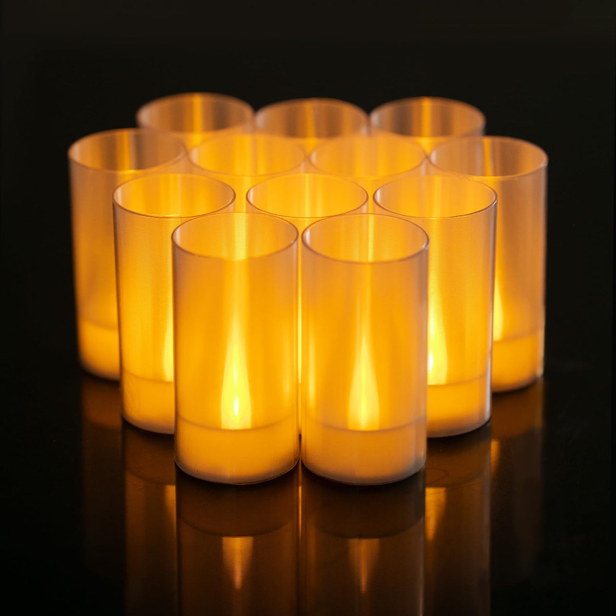 Lanker Flameless Candles, Battery Operated Led Pillar Candles, D1.5 X H3 Inch, Flickering Warm Yellow Long Flame-Effect Light, R