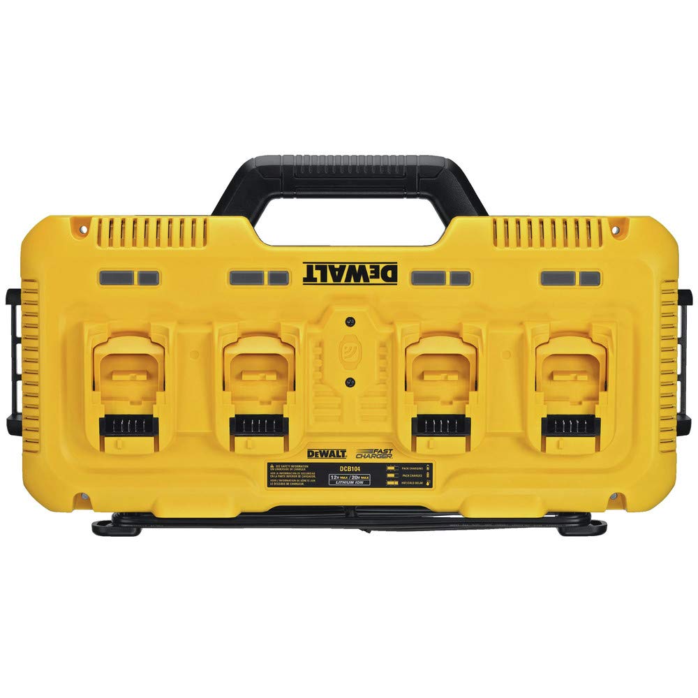 Dewalt 20V Max* Charger, 4 Port, Rapid Charge (Dcb104) , Black/Yellow