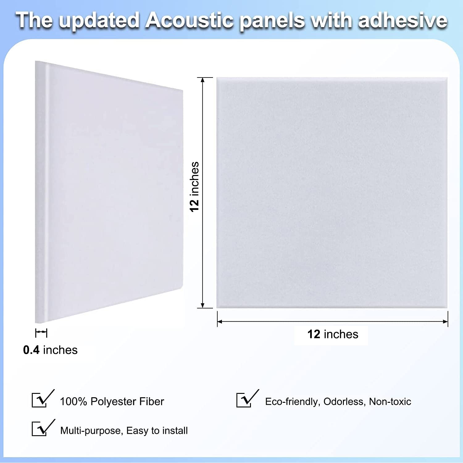 18 Pack White Acoustic Panels 12X12X 0.4Soundproof Wall Panels Wall Decoration Sound Absorbing Panel High-Density Sound Deadenin