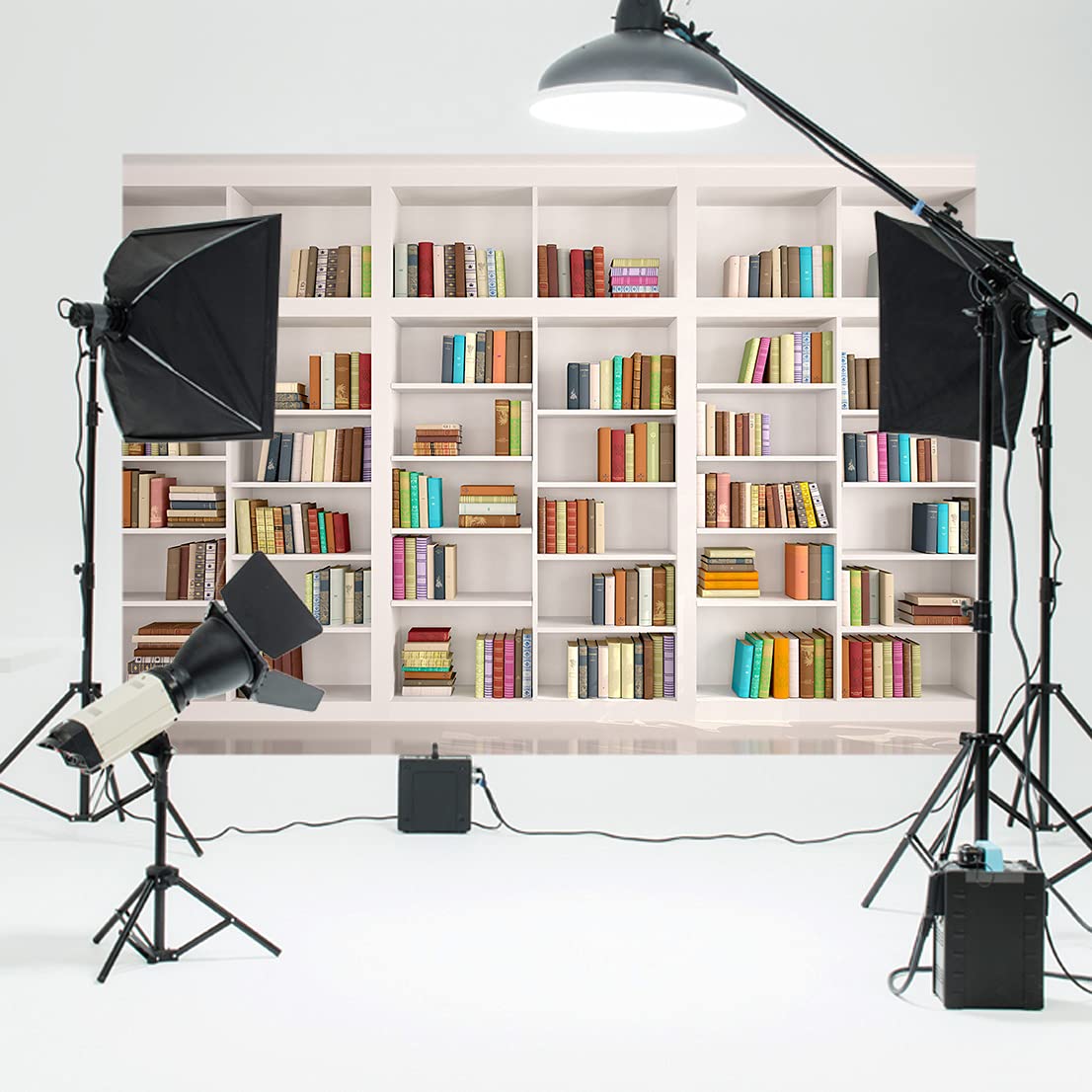 Lywygg 8X6Ft Bookshelf Backdrop Bookcase Backdrops Library Backdrop Office Backdrop For Video Conference Vintage Party Backgroun