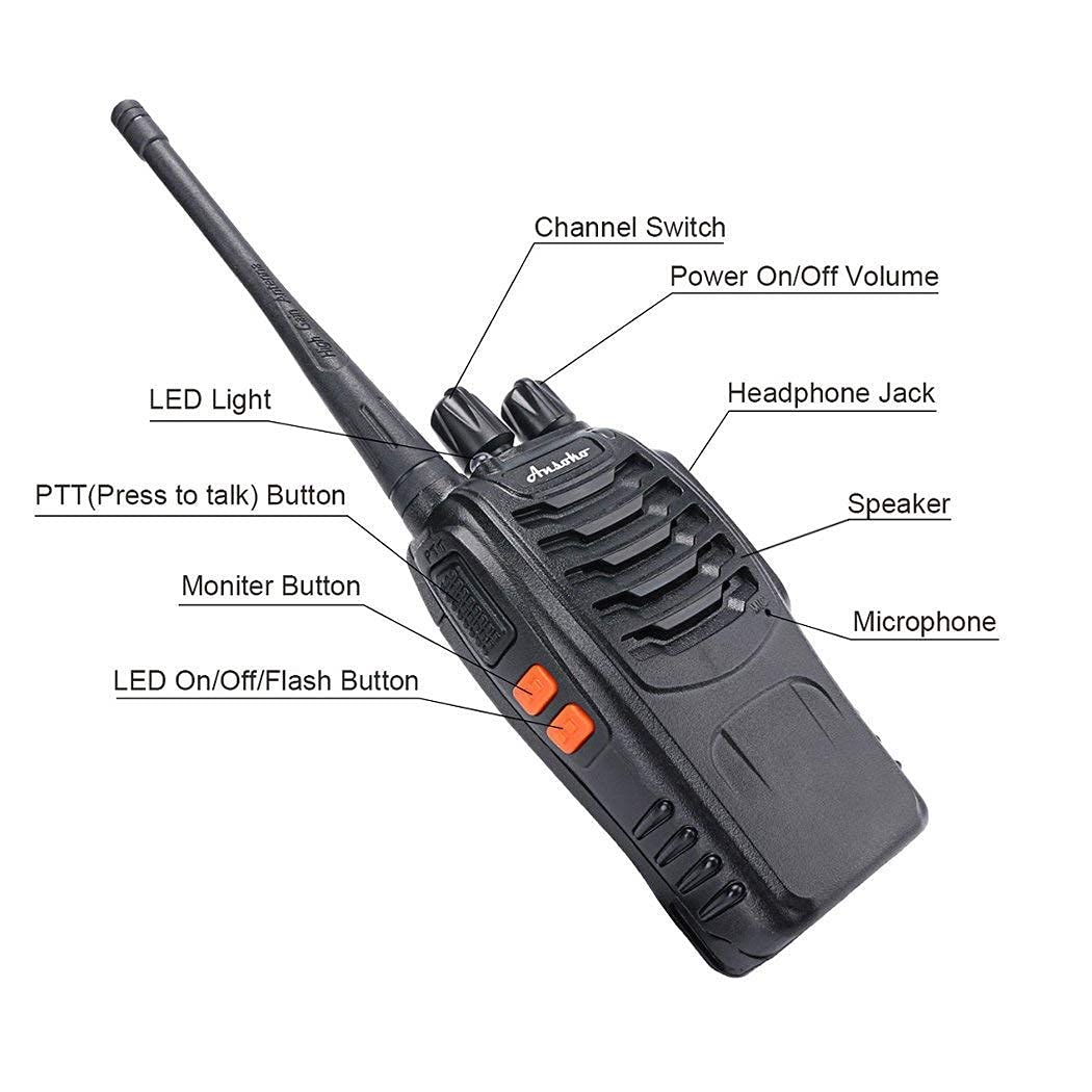 Ansoko Long Range Walkie Talkies Rechargeable Two Way Radios 16 Channel Uhf 2 Way Radio For Adults (Pack Of 4)