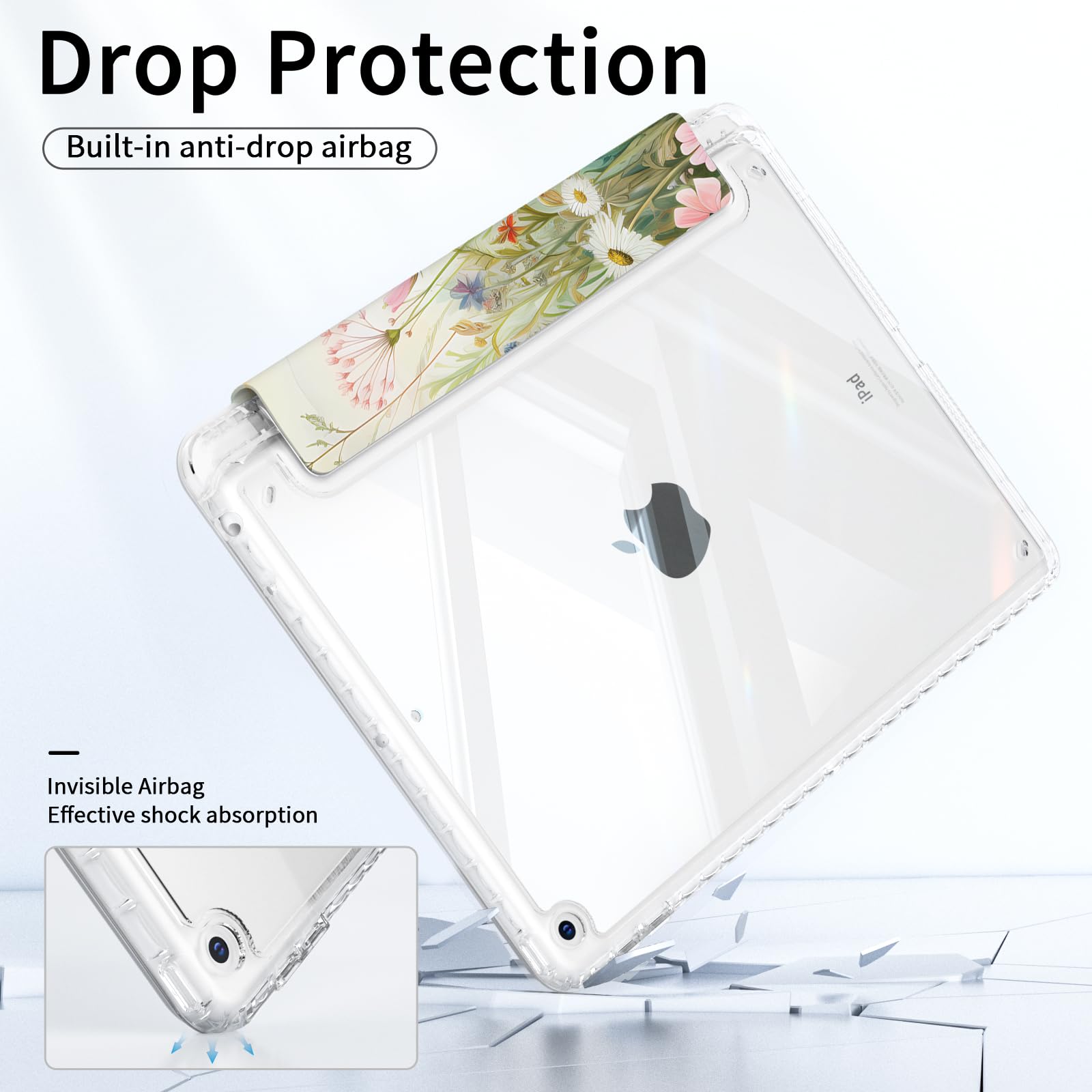 Piznernico Slim Trifold Case For Ipad 9Th/8Th/7Th Generation, Ipad Case 10.2 Inch 2021/2020/2019 With Pencil Holder, Shockproof