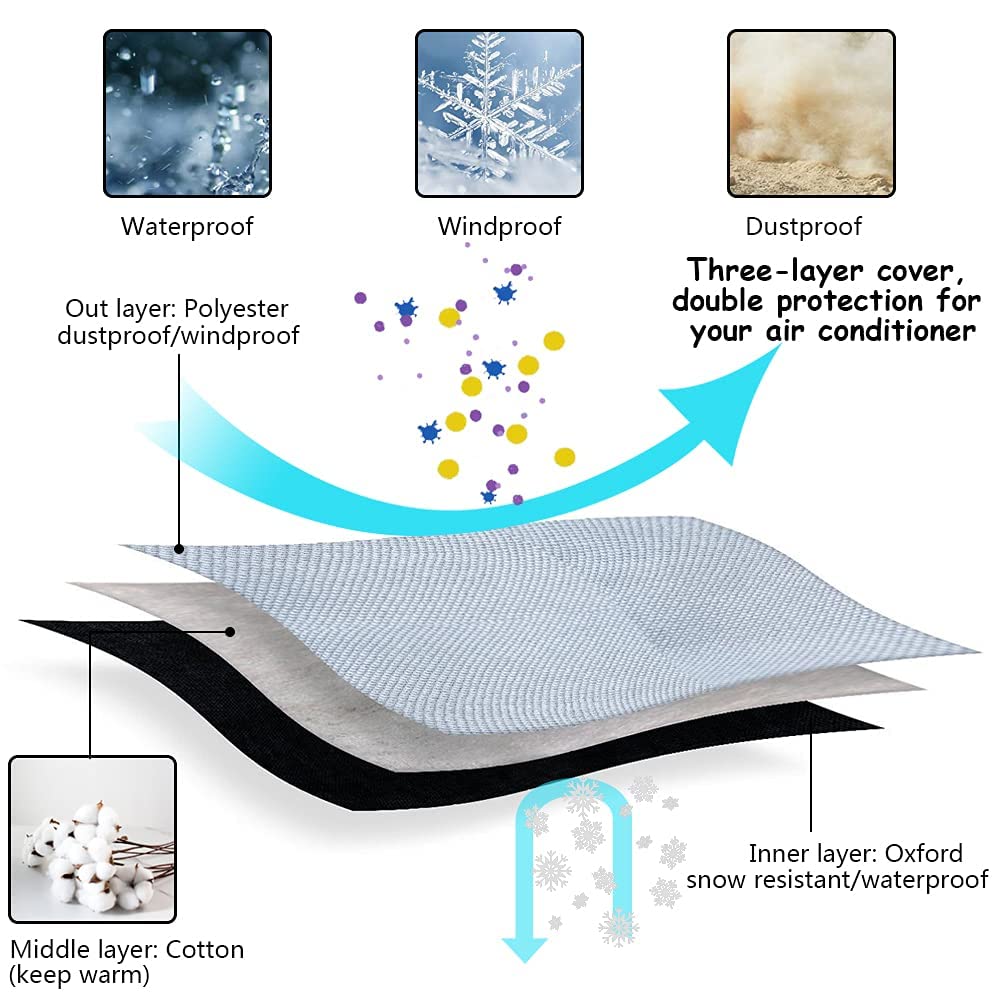 Indoor Air Conditioner Cover, Ac Unit Window Cover For Inside Double Insulation With Elastic Drawstring 25L X 17H X 3.5D Inches