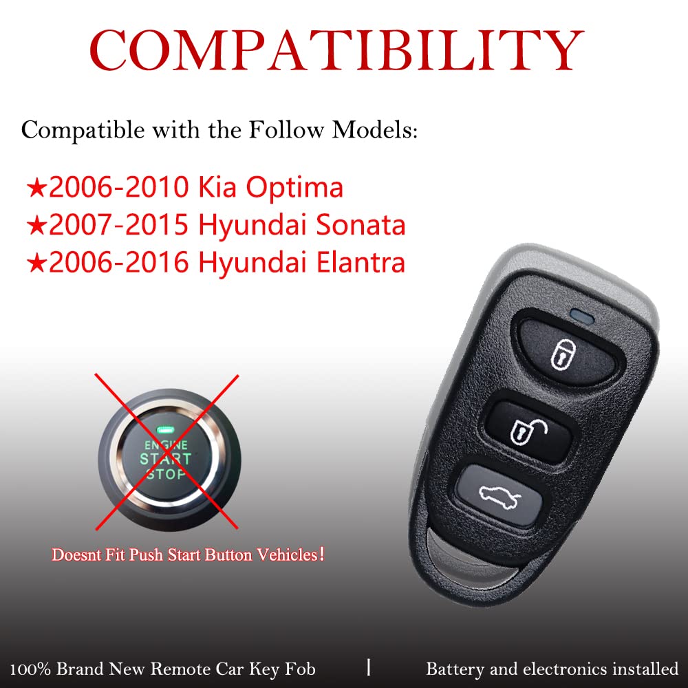 Key Fob Remote Replacement Fits For Hyundai Elantra 2006 2016/Sonata 2007 2015/Kia Optima 2006 2010 Osloka 950T/310T/360T Keyles