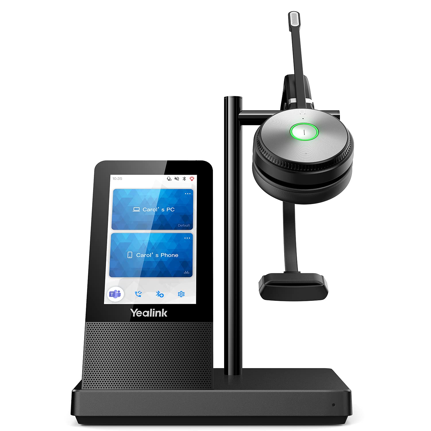 Yealink WH66 UC Wireless DECT Headset, Office Single Ear (Mono) Headset to Desk Phone and PC via USB, Cell Phone via Bluetooth, 