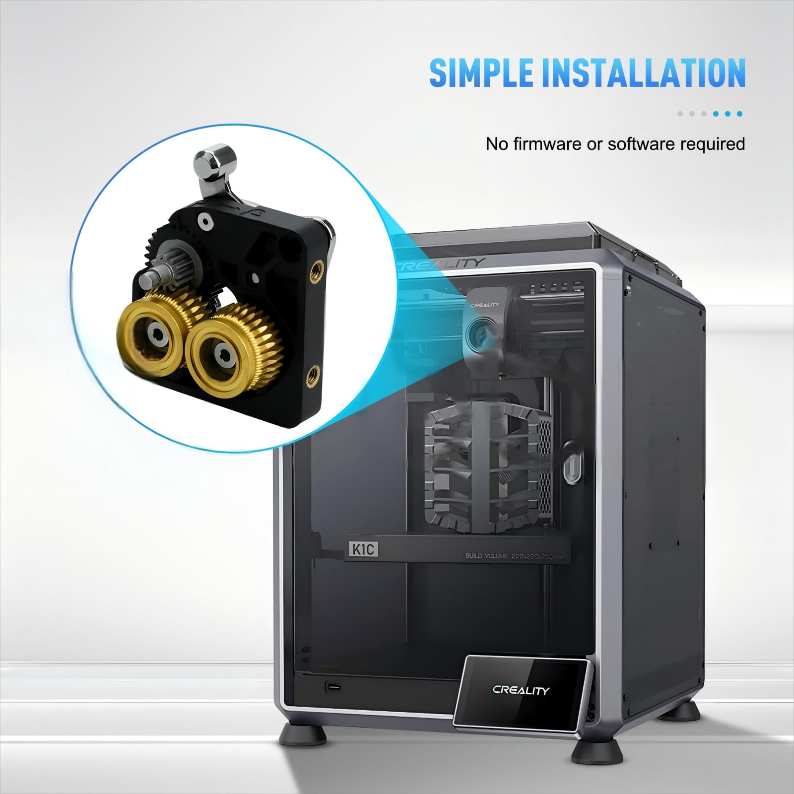 K1 Max Extruder,K1 Double Bearing Gear Upgrade Kit Hardened Steel Dlc Gold+Reduction Gear,All Metal Filament Drive Extruder Gear