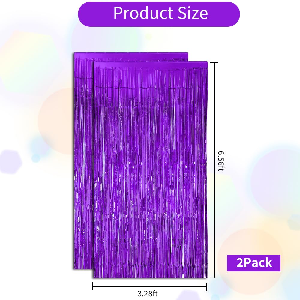Beishida 2 Pcs Light Purple Violet Door Streamers Tinsel Curtain Party Streamers Backdrop Fringe Foil Wall Background For Birthd