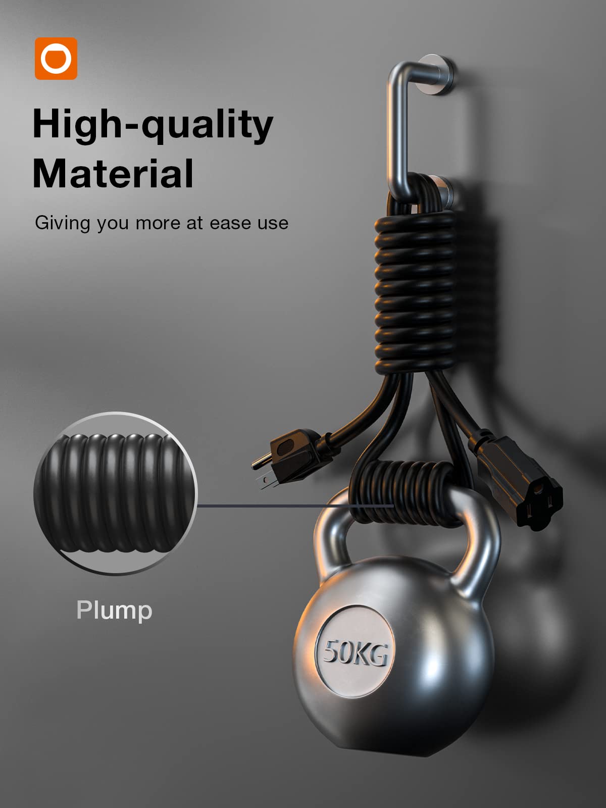 6 Feet Outdoor Extension Cord Waterproof, Black Extreme All Weather 16 Gauge Extensions Cord With Covers, Flexible 100% Copper 3