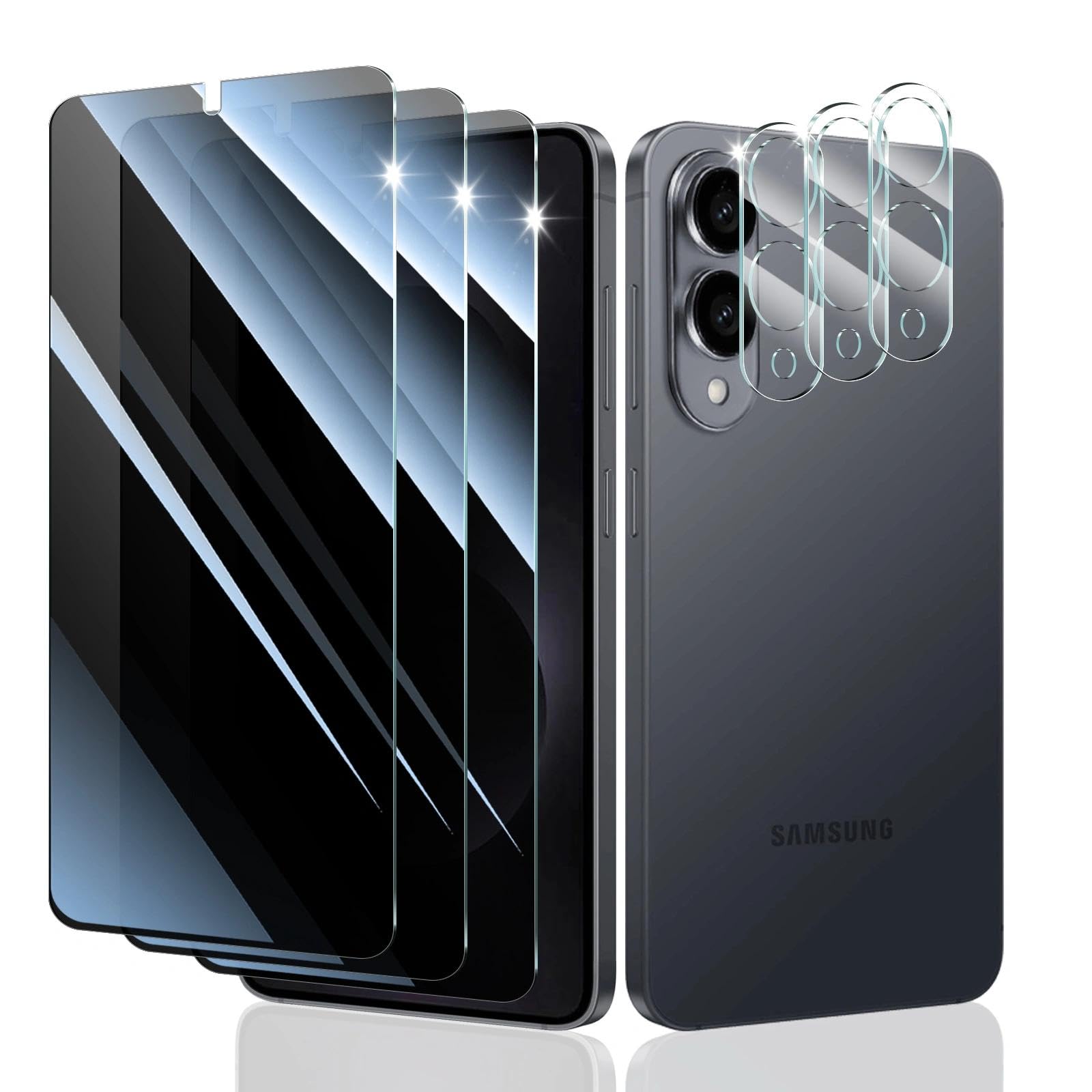 Fynorao Privacy Screen & Camera Lens Protector for Samsung Galaxy S25 Edge, Anti-Spy Tempered Glass, Private Black Protection, 9