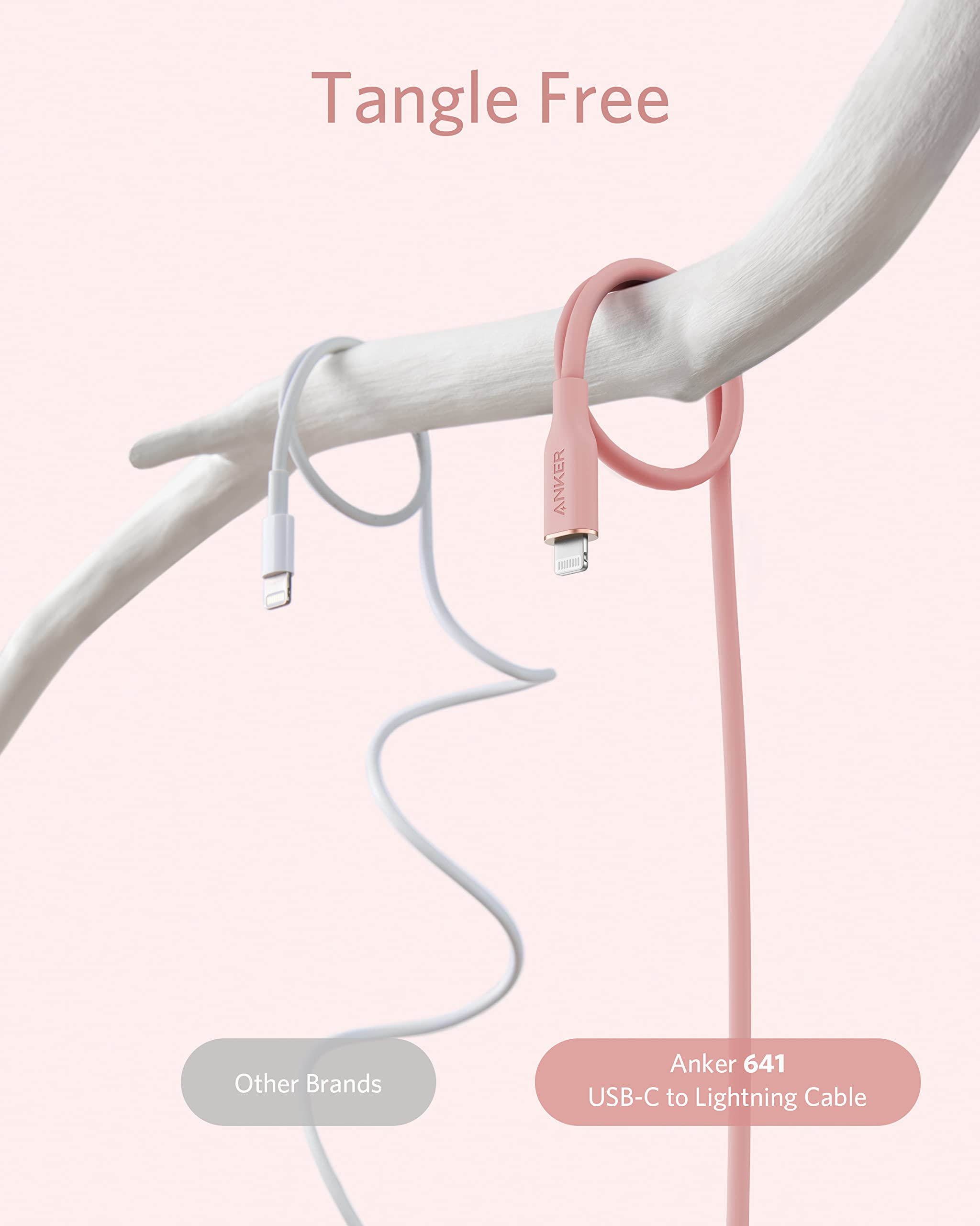 Anker Usb C To Lightning Cable, 641 Cable (Coral Pink, 6Ft), Mfi Certified, Powerline Iii Flow Silicone Fast Charging Cable For