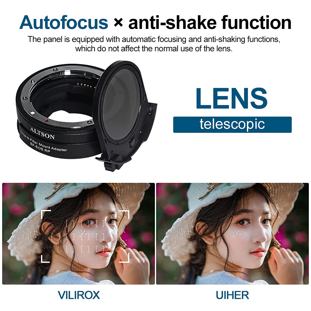 Lens Adapter Ef To Eos R Mount Adapter With Drop In Variable Nd Filter, Lens Mount Adapter Converter Compatible For Canon Ef/Ef S Lens To Rp R5 R6 Camera
