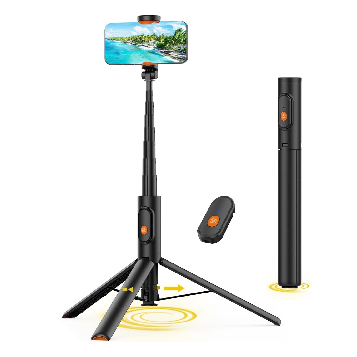 59'' Automatic Phone Tripod, Extendable Selfie Stick For Iphone, Portable Cell Phone Stand Mount Holder With Remote Control For 