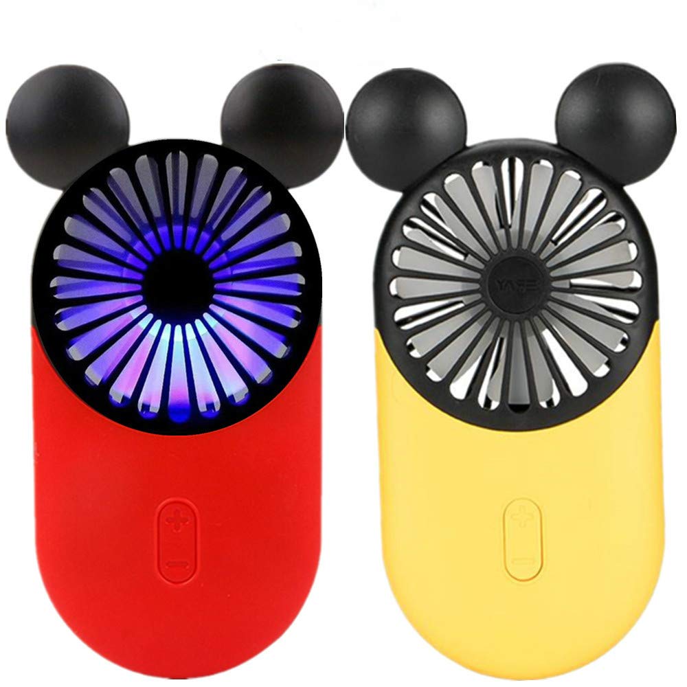 Kbinter Cute Personal Mini Fan, Handheld & Portable Usb Rechargeable Fan With Beautiful Led Light, 3 Adjustable Speeds, Portable