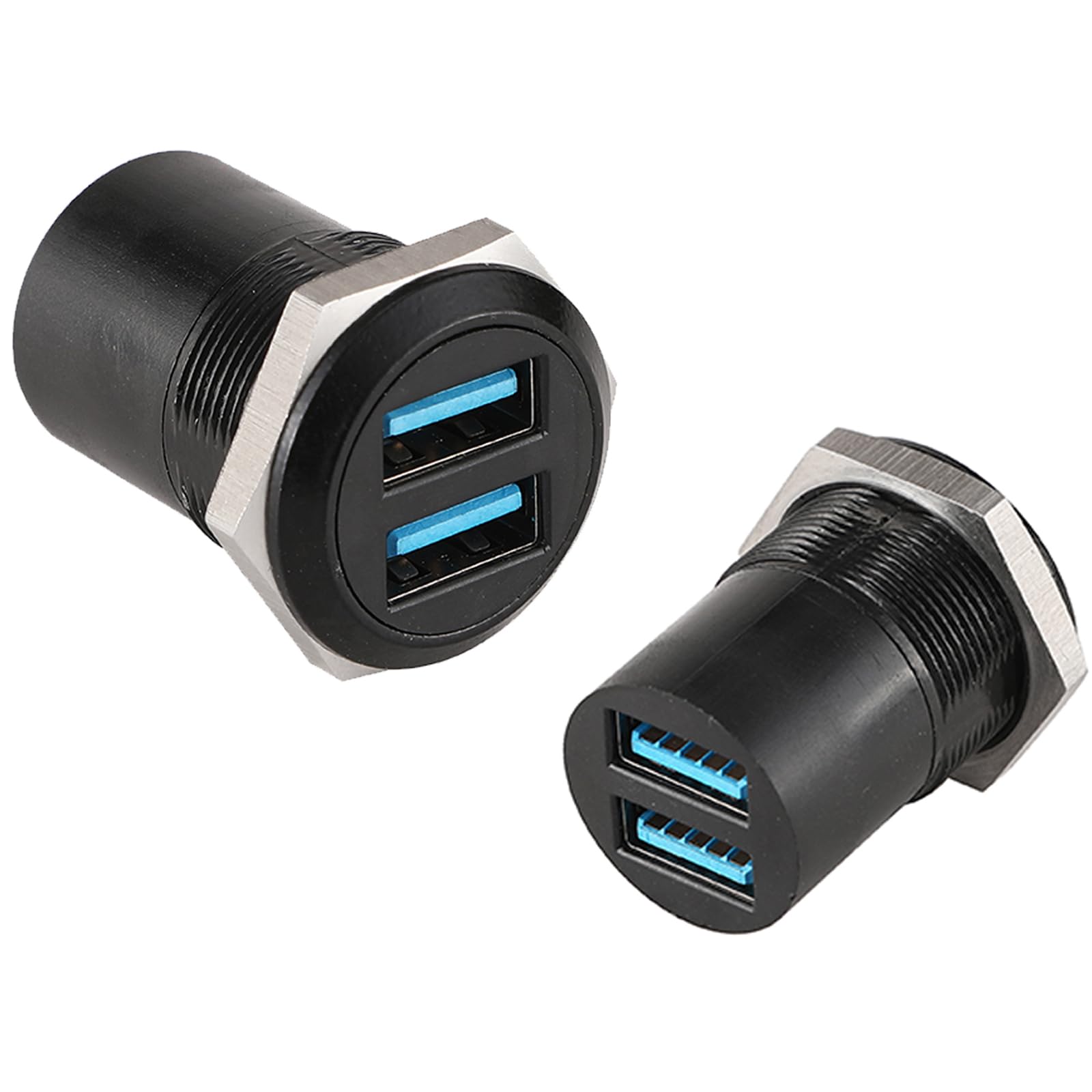 PENGLIN 2PCS Dual Ports USB 3.0 Panel Mount Connector, Dual USB 3.0 Data Transfer and Charging Socket Female to Female, USB Pass