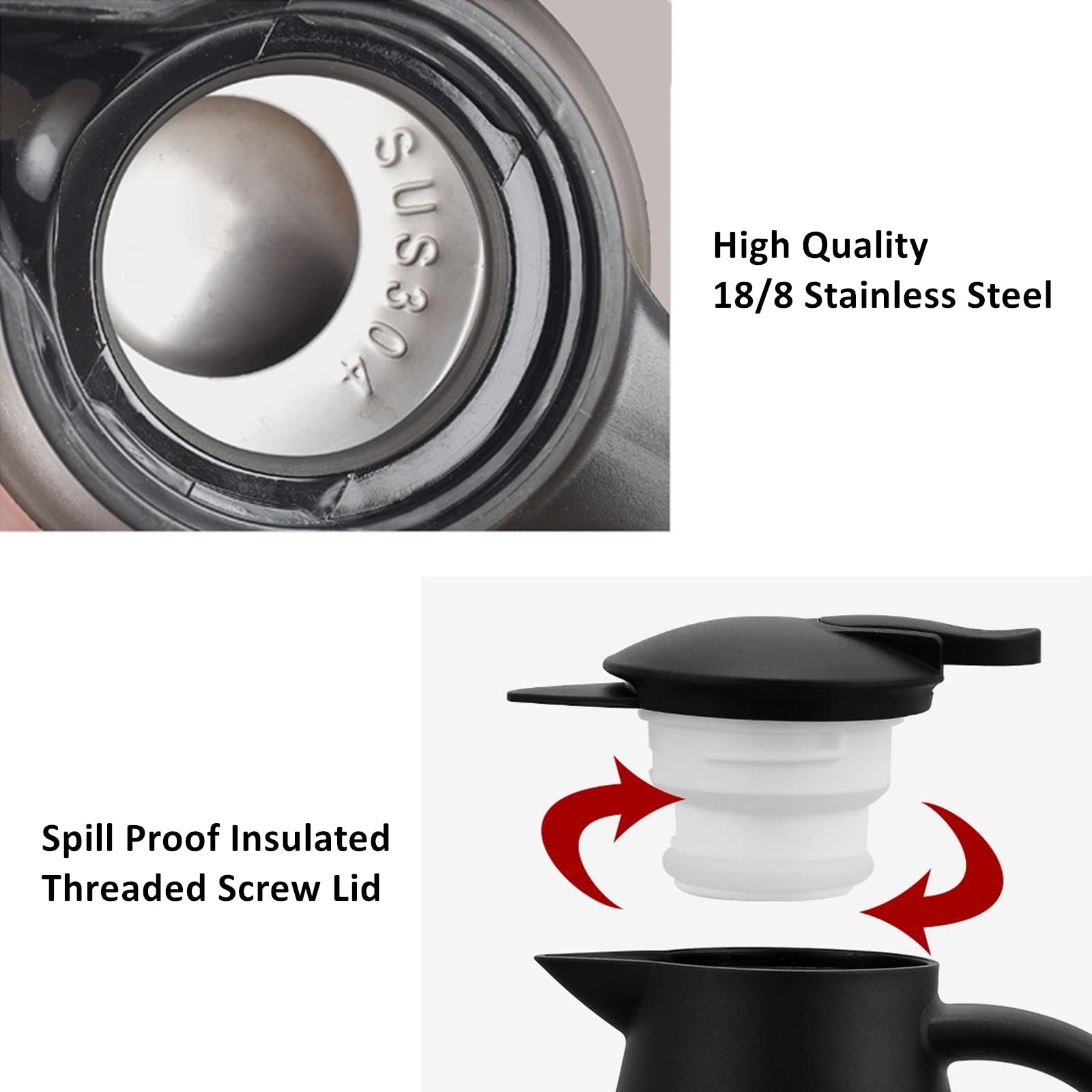 Thermal Coffee Carafe Insulated, 68Oz Carafe For Hot Liquids Keeping Hot, Stainless Steel Coffee Hot Water Thermal Carafe Thermo