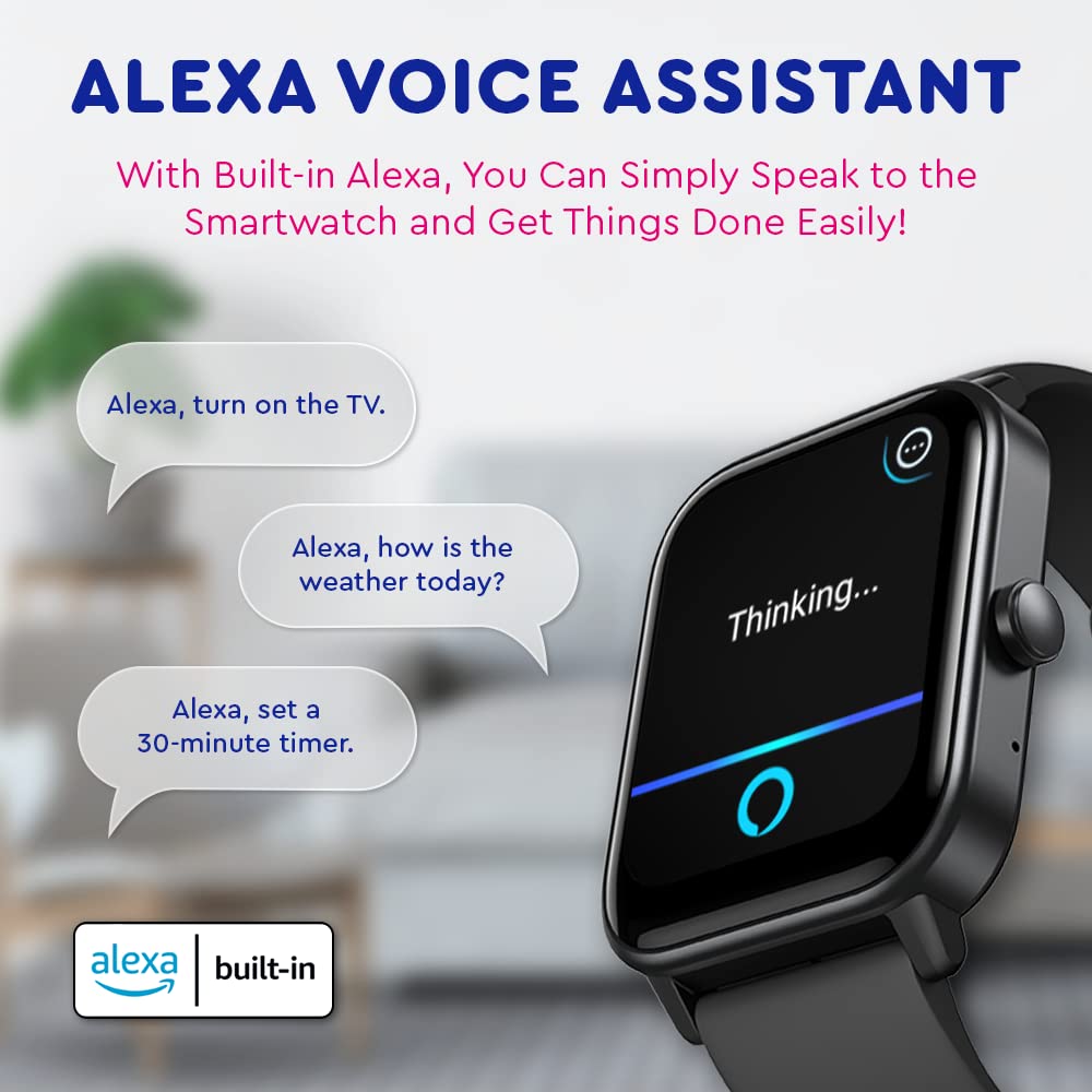 Octandra Ignite Veryfit 1.8'' Alexa Built In Bluetooth Answer Call Smart Watch Hr Heart Rate Blood Oxygen Saturation Sleep Monit