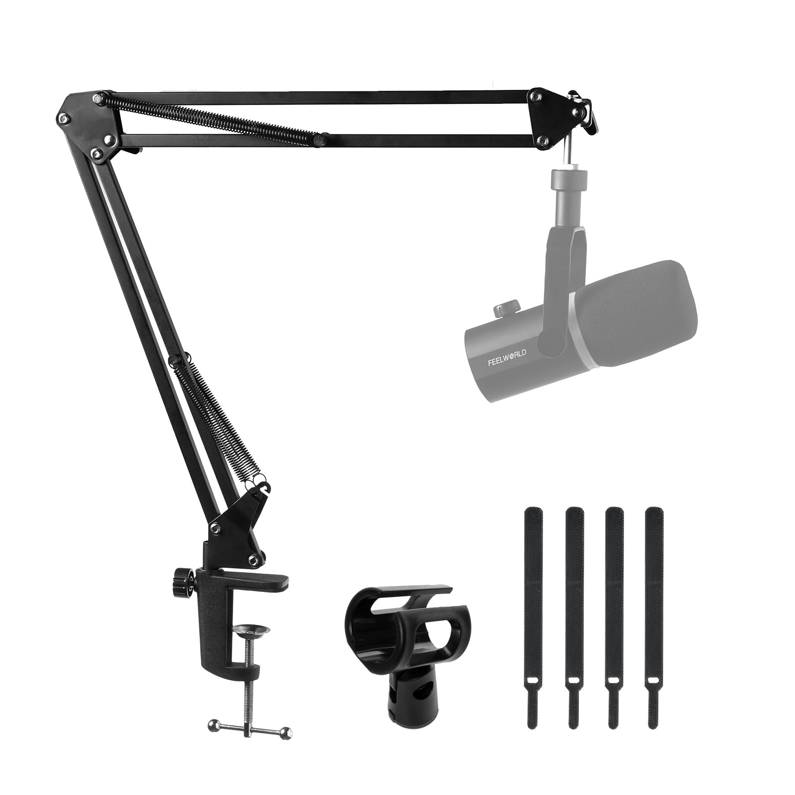 Feelworld Ams1 Microphone Boom Arm, Adjustable Mic Arm Stand With 3/8    To 5/8    Screw, Compatible With Pm1 And Other Mics For