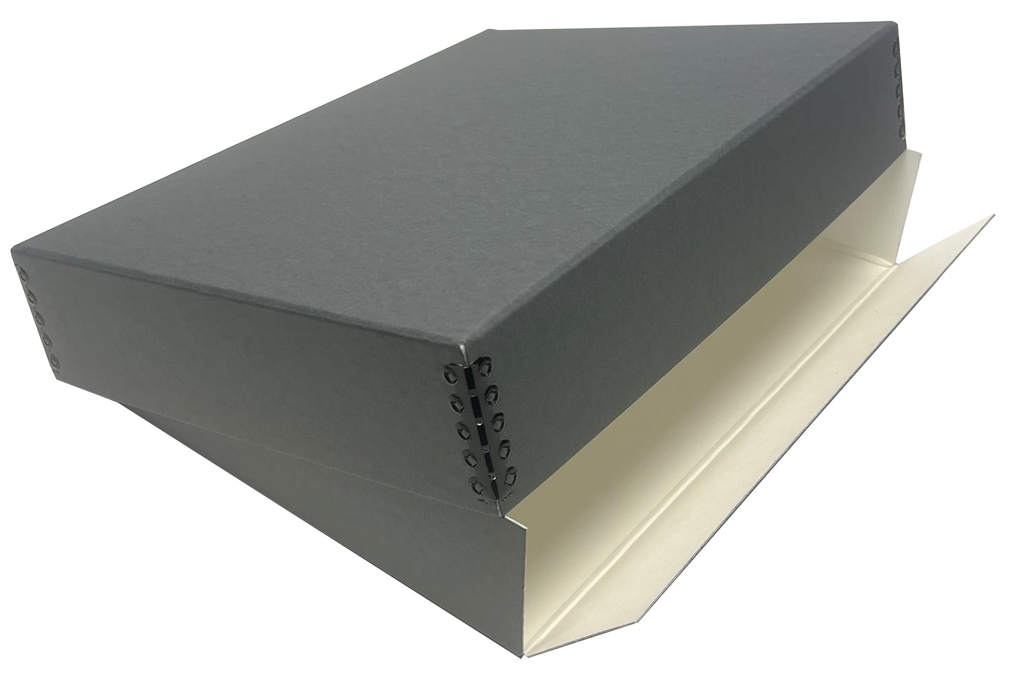 Lineco Museum Storage Box, Archival Acid Free Buffered Drop Front Design With Metal Edges, 11X14X3 Inches, Photo Organizer Preservation Box, Gray