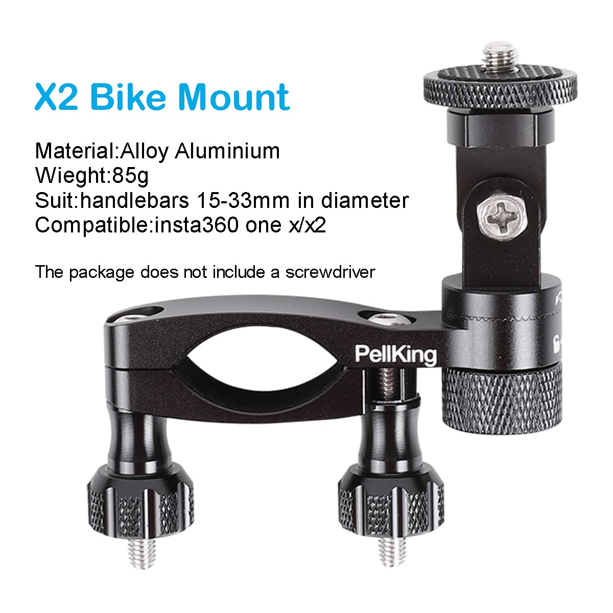 Pellking Bike Handlebars Mount For Insta360 One X4/X3/X2,All Metal Made Bicycle Mount With 360 Rotation Function,Fast Installing Camera Holder Compatible With Insta360 One X/X2