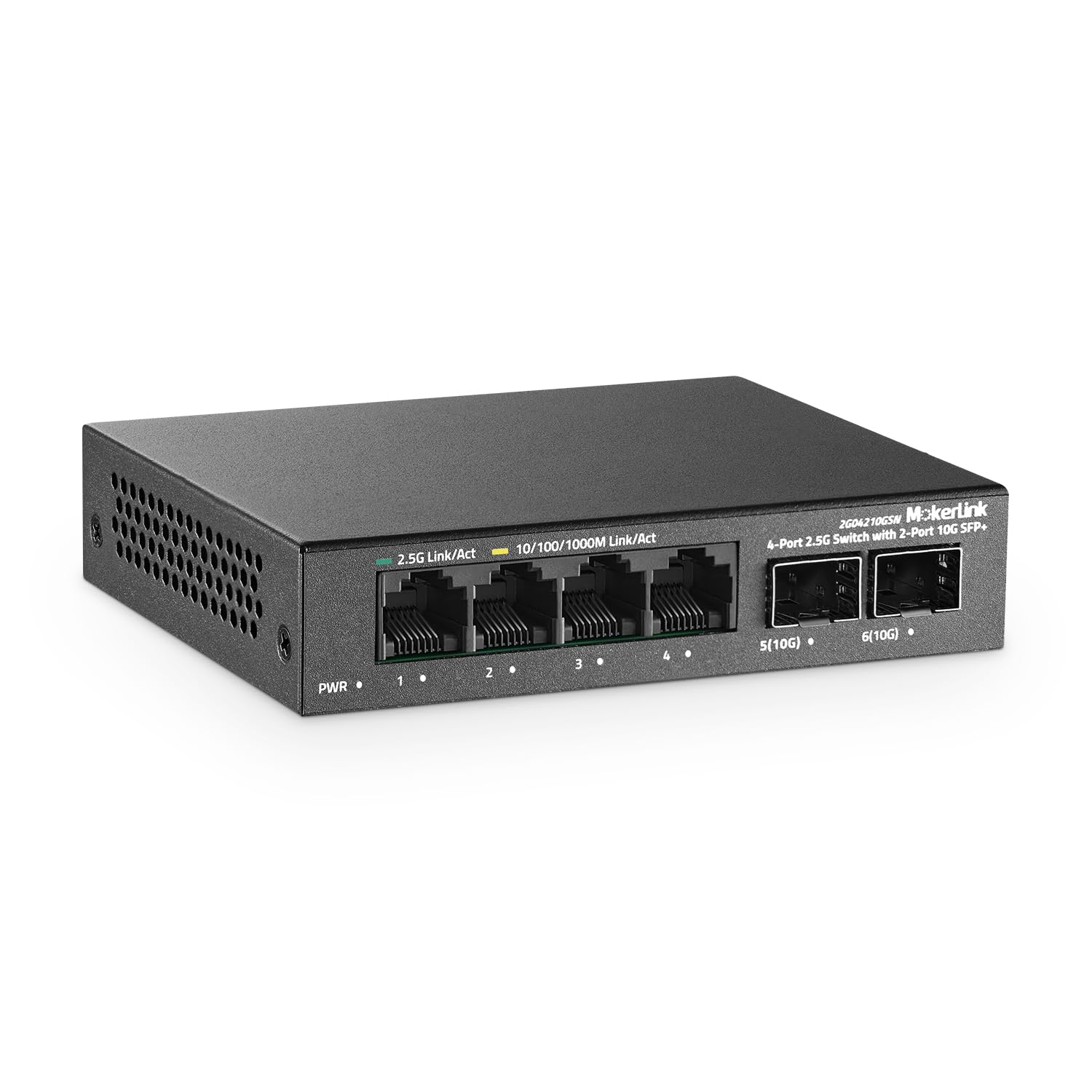 Mokerlink 4 Port 2.5G Ethernet Switch With 2X10G Sfp+ Slot, 4X2.5G Base T Ports Compatible With 100/1000Mbps, Mini Size, Metal U