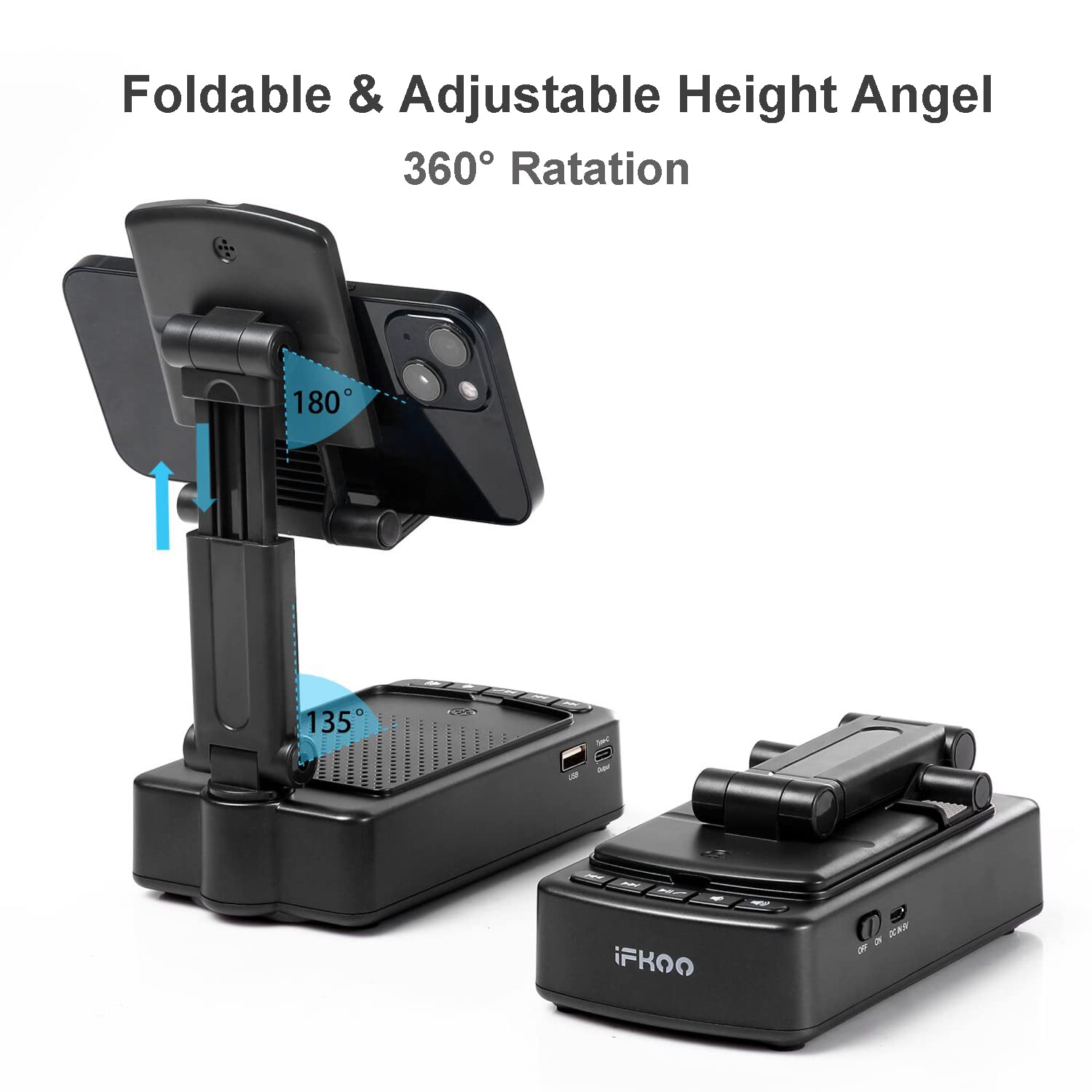 Gifts For Men Women, Phone Stand With Bluetooth Speaker Bt5.3, Gifts For Him Dad Who Have Everything, Phone Holder With Wireless