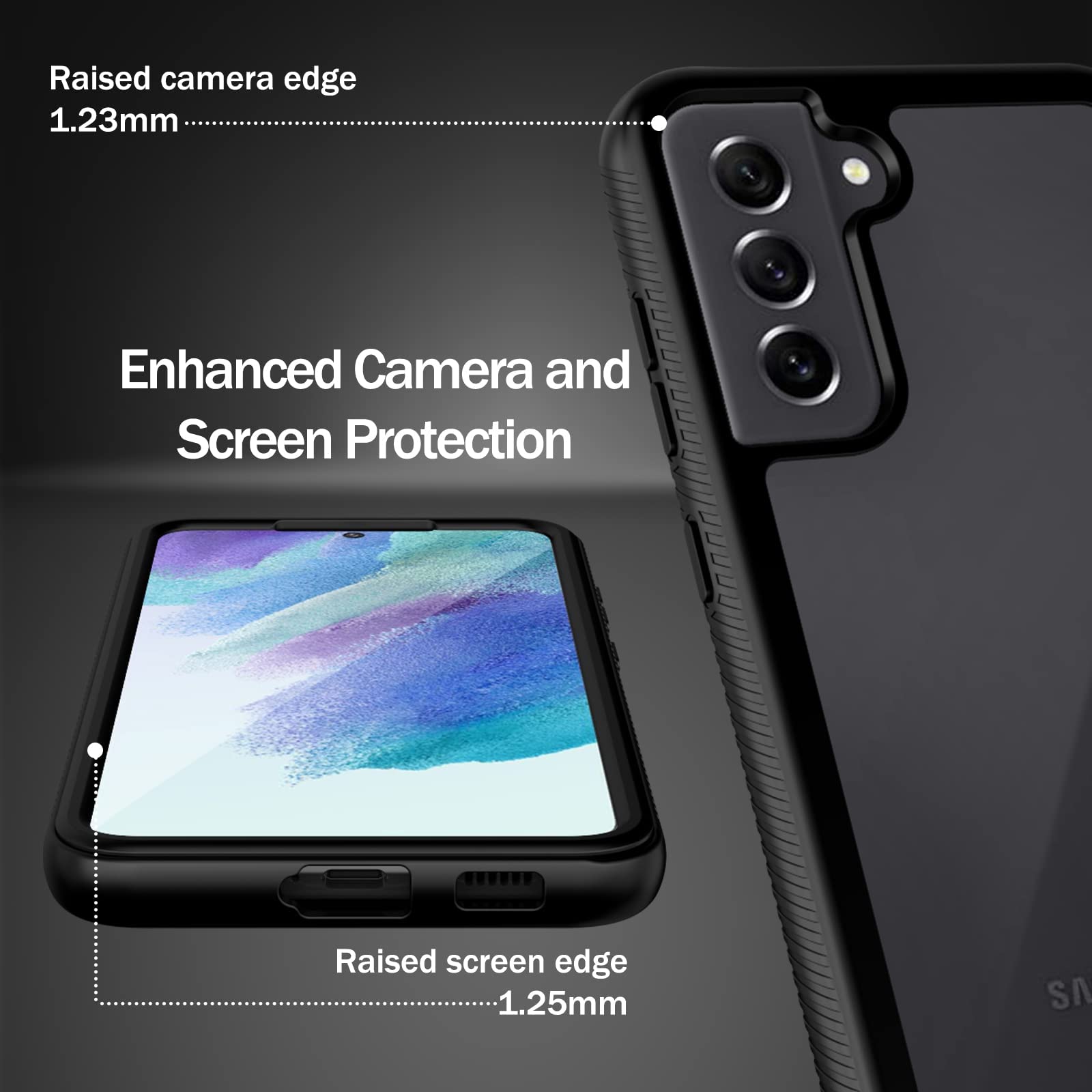 Wahhle Compatible With Samsung S21 Fe 5G Case, Built In Screen Protector Full Body Shockproof Slim Fit Bumper Protective Phone C