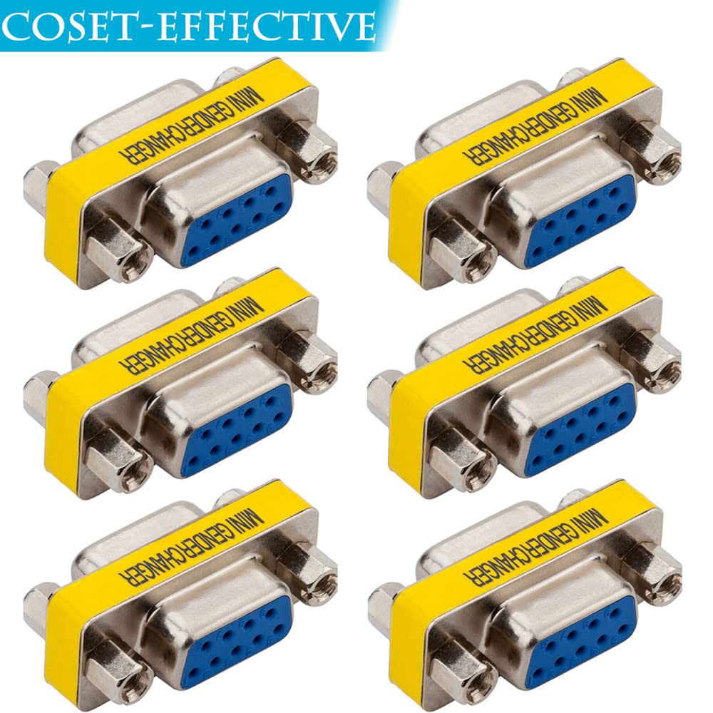 Warmstor 6 Pack 9Pin Rs232 Serial Cable Db9 Female To Female Mini Gender Changer Adapter Coupler Connector