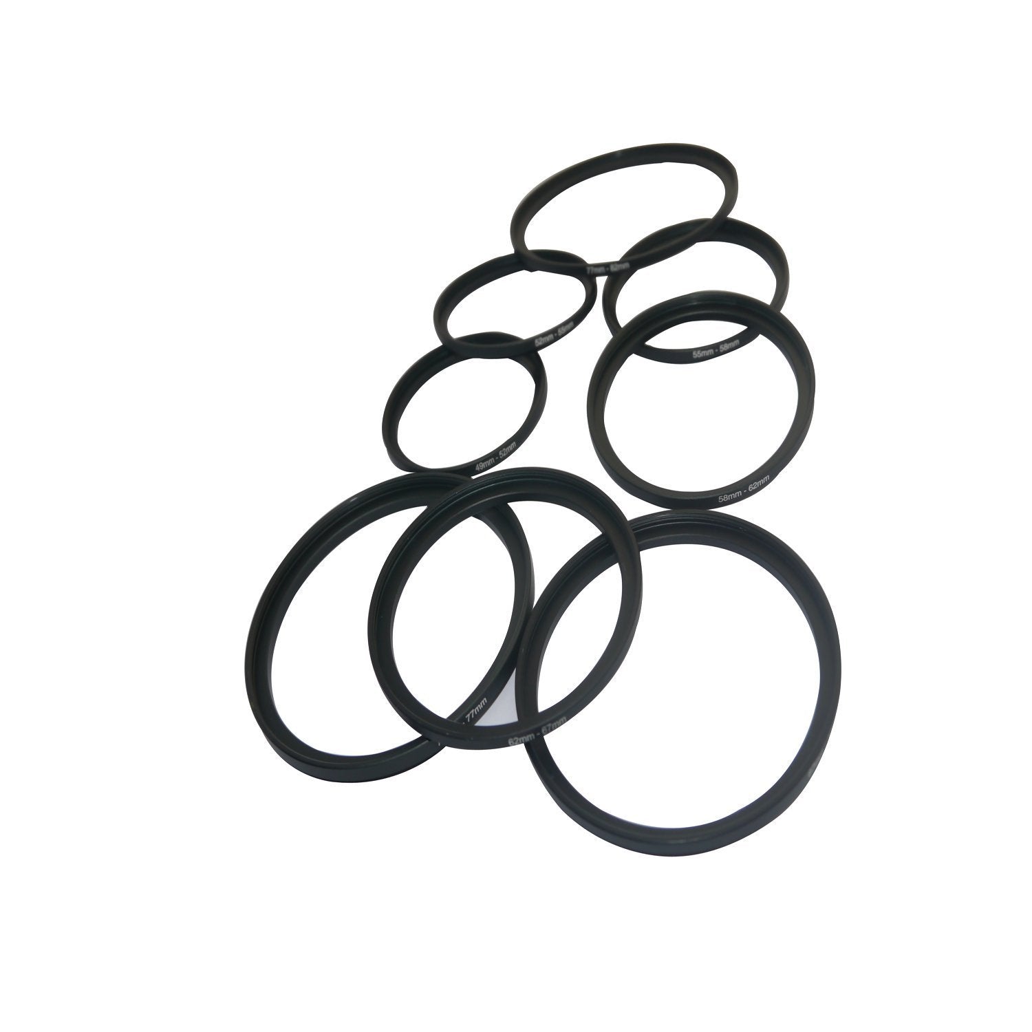 Camdesign 8Pcs Metal 82Mm,77Mm,72Mm,67Mm, 62Mm,58Mm,55Mm,52Mm,49Mm Step Up Rings Lens Adapter Filter Set Compatible With Digital