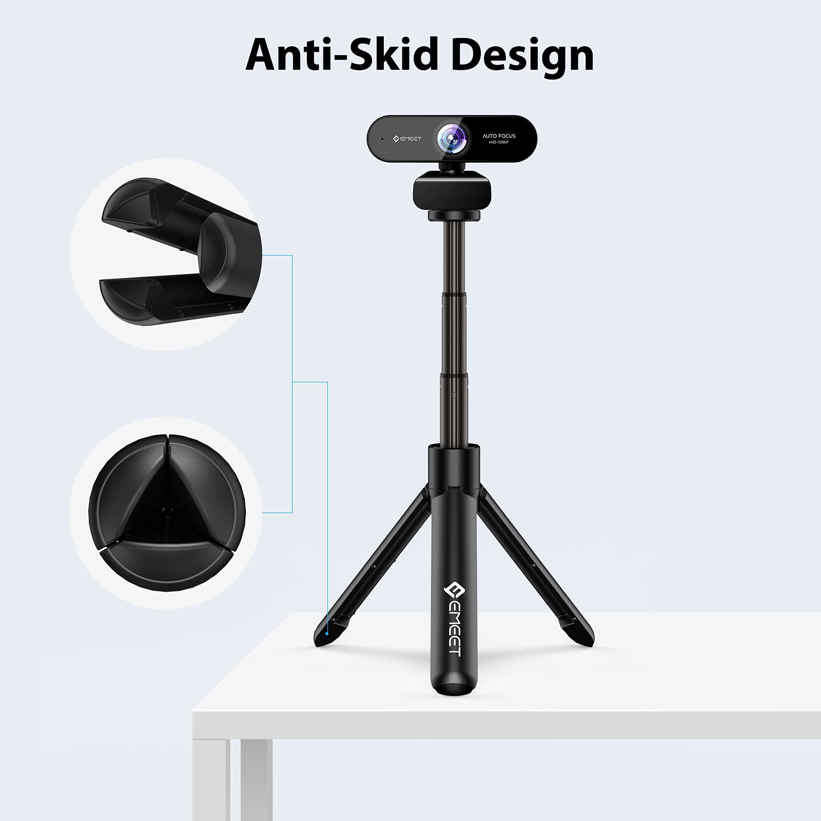 Webcam Tripod, Emeet Professional Webcam Mini Tripod, Adjustable Heights With 360� Swivel Head, Portable&Lightweight, Stable Use, Universal Compatible For Most Webcams/Phones/Gopros/Mirrorless Cameras