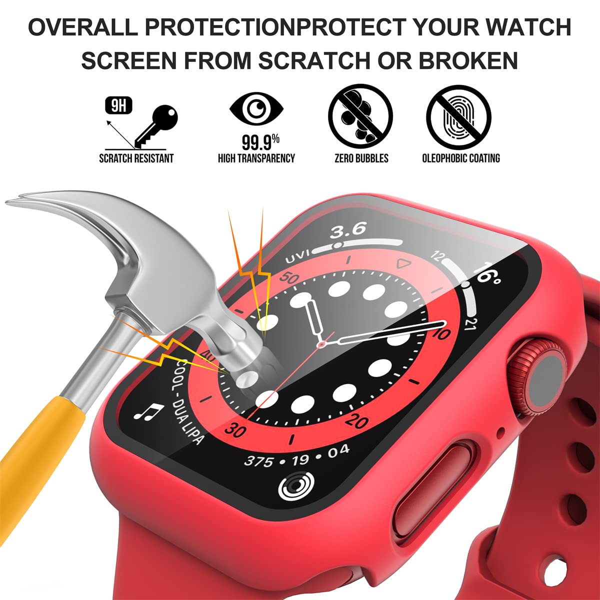 Diruite Suoman 2 Pack For Apple Watch Series 8/7/6/5/4/Series Se/Se 2 40Mm All Around Screen Protector Case, Tempered Glass Scre