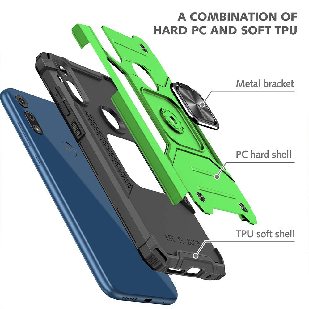 Hnhygete For Moto E Phone Case, Motorola E Case, With Hd Screen Protector, Shockproof Tough Rugged Hard Rubber Bumper With 360 R