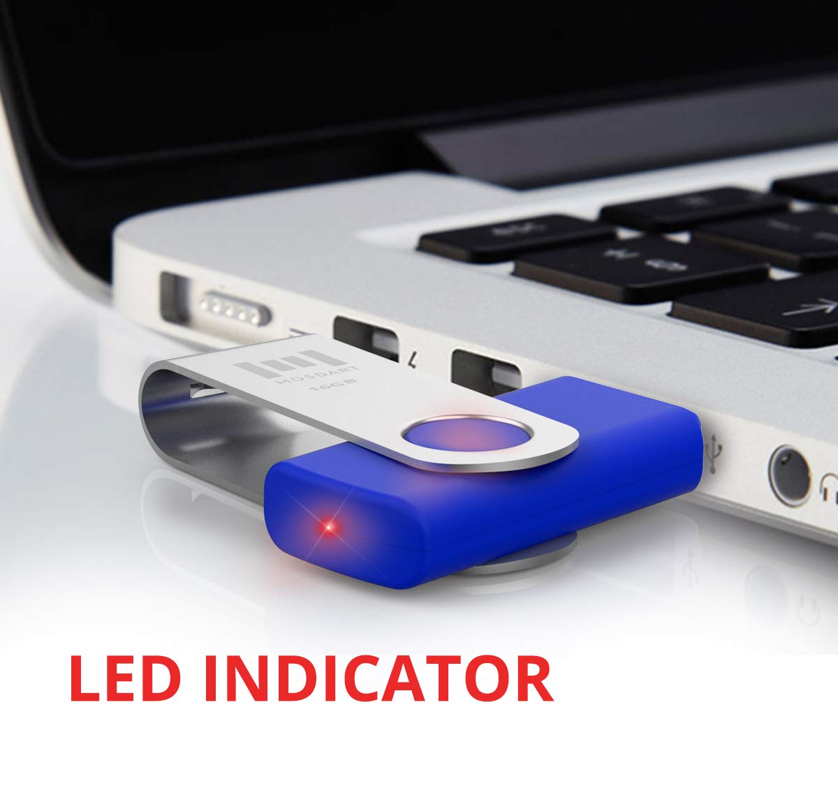 Mosdart 16Gb 10Pcs Usb 2.0 Bulk Flash Drives Swivel Design Memory Stick Storage With Led Indicator,10 Pack Blue