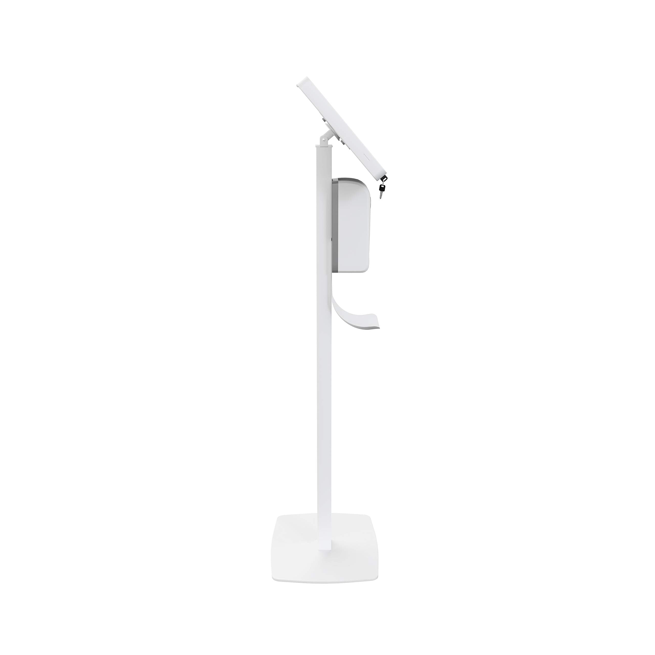 Cta Digital: Premium Thin Profile Floor Stand With Security Enclosure And Automatic Soap Dispenser For 9.7'' To 11'' Tablet, Whi