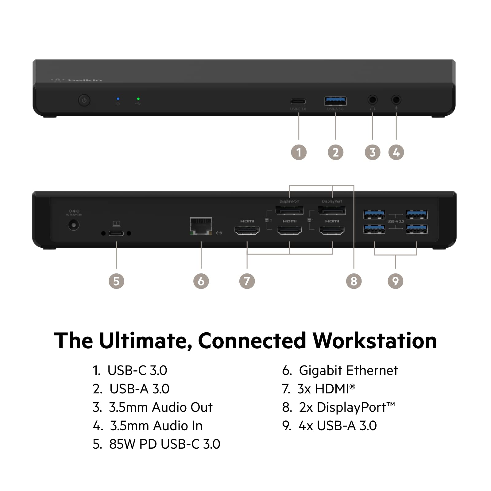Belkin Docking Station Universal USB C Triple Display Docking Station