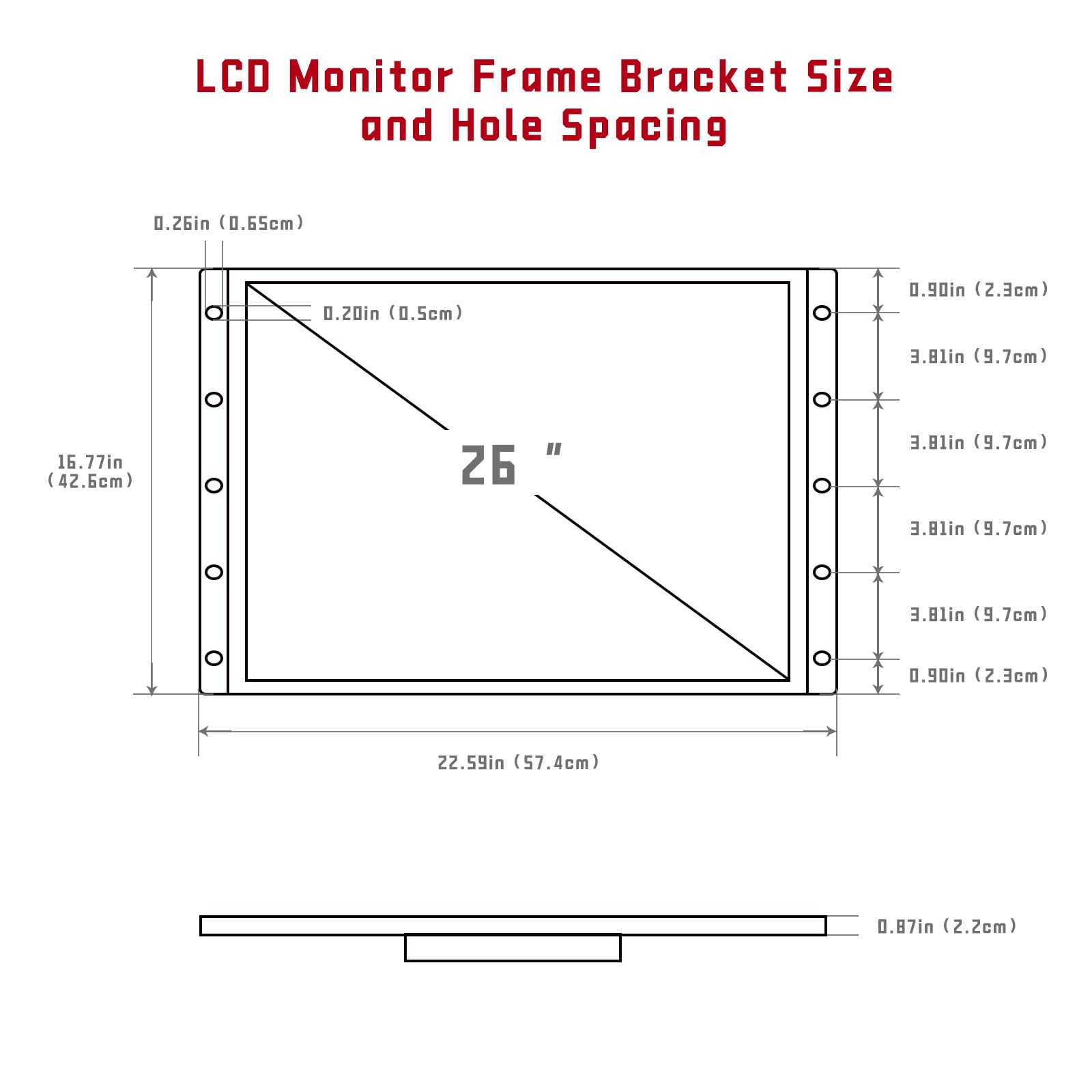 Unico 26 Inch Arcade Monitor, 4:3 Ratio Lcd Gaming Monitor For Hdmi/Vga/Cga/Ega Arcade Machine, Easy Install Monitor Arcade Acce