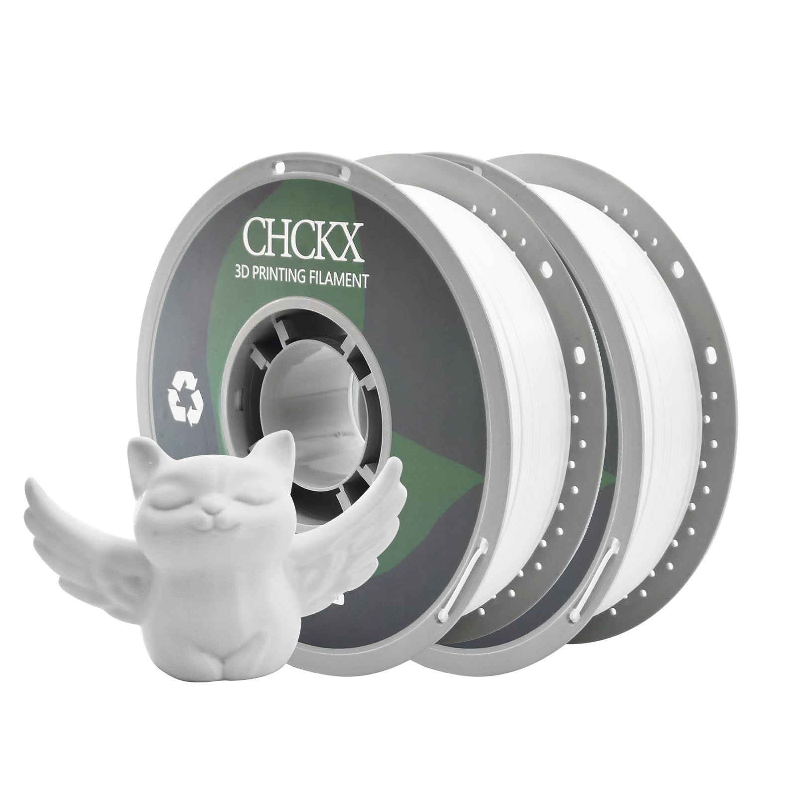 CHCKX PETG 3D Printer Filament Bundle, 2Rolls,Dimensional Accuracy +/- 0.02 mm, 1 kg Spool(2.2lbs), 1.75mm,2KG White+White