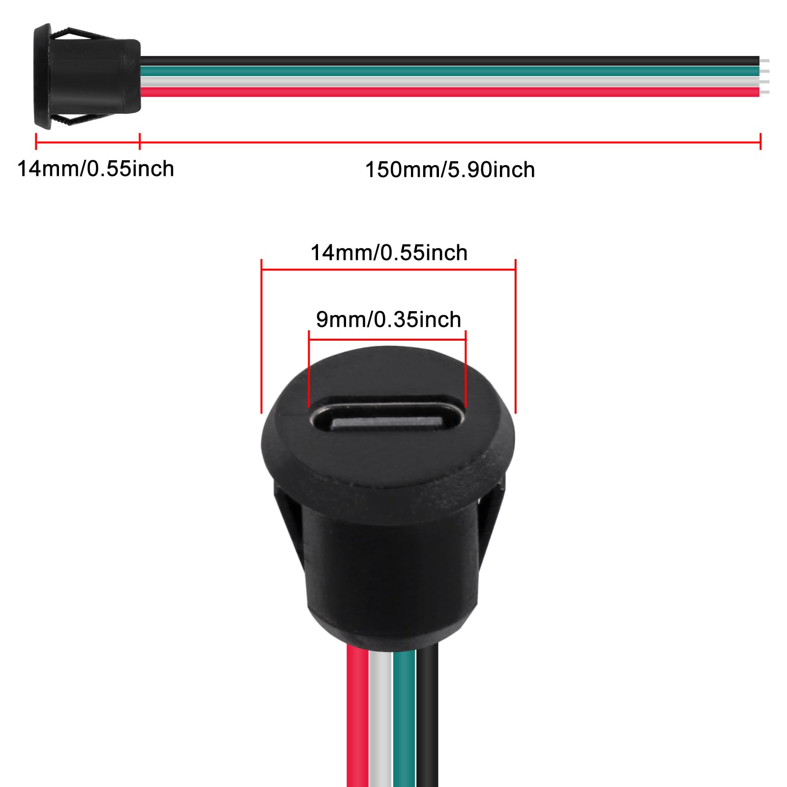 Xiitia 8Pcs Type C Female Chassis 4P Direct Crimp Usb Female Chassis C Connector Jack Female Charging Port Waterproof With Card
