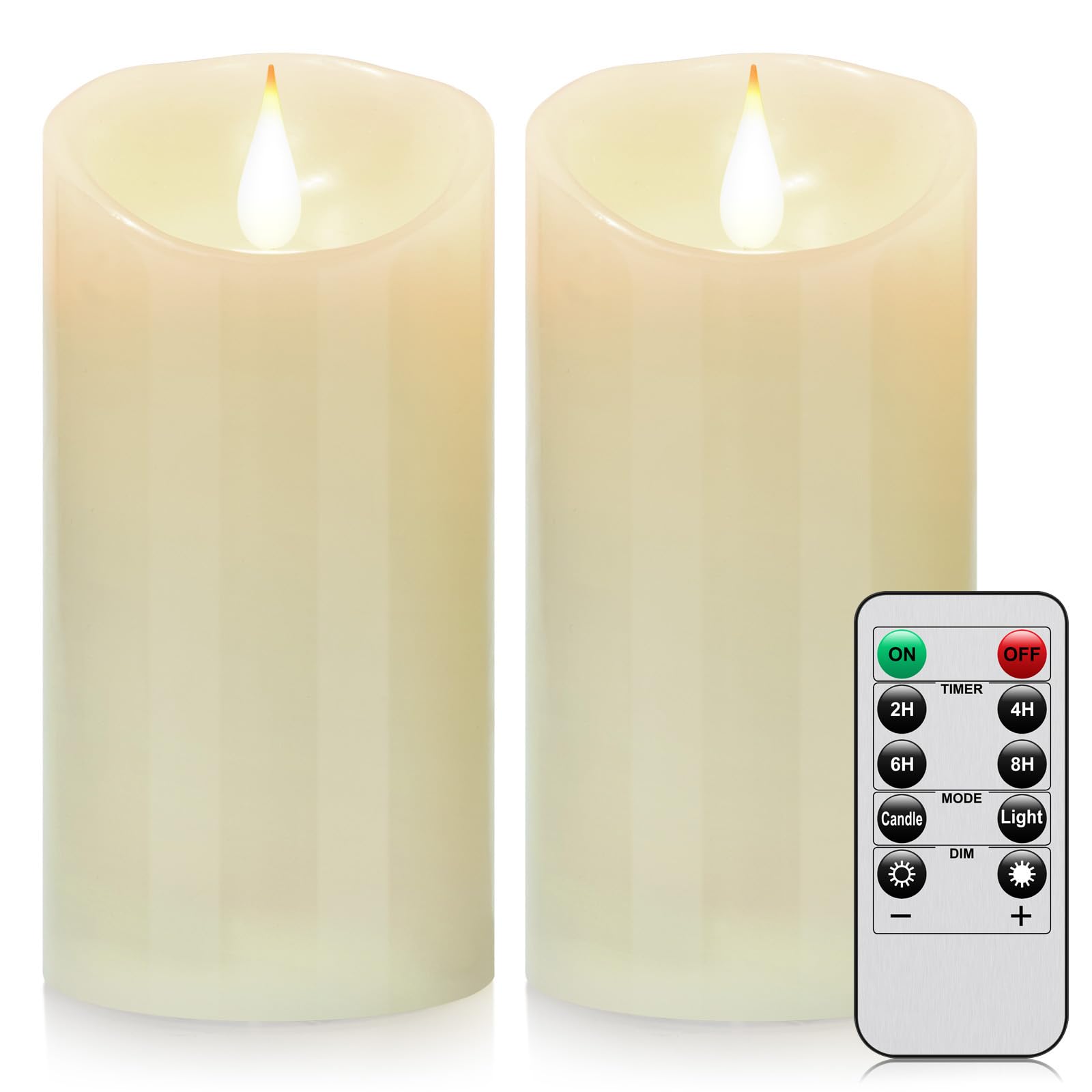 Biyanuo Flameless Battery Operated Led Candles 3D Wick With10Key Button Remote Control 24 Hour Timer Set Of 2 Electric Flickerin