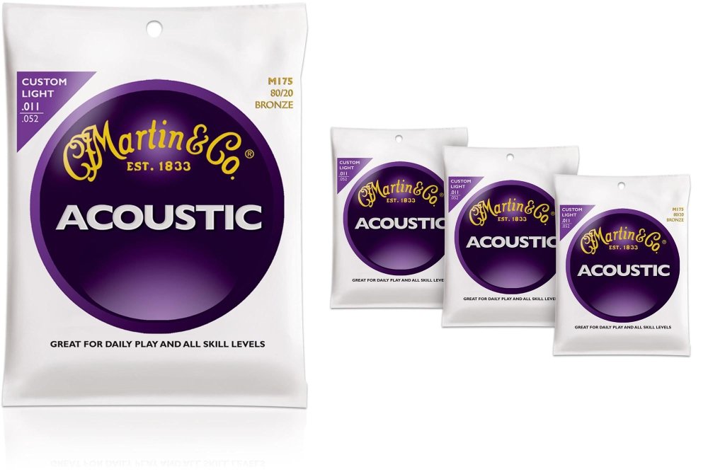 Martin M175 Traditional Bronze Custom Light Acoustic Guitar Strings   4 Pack
