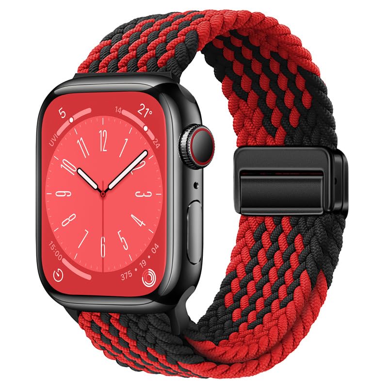 Relaxesque Watch Bands For Men and Women, Lightweight for Sport and Workout, 42mm 44mm 45mm 46mm 49mm Red to Black