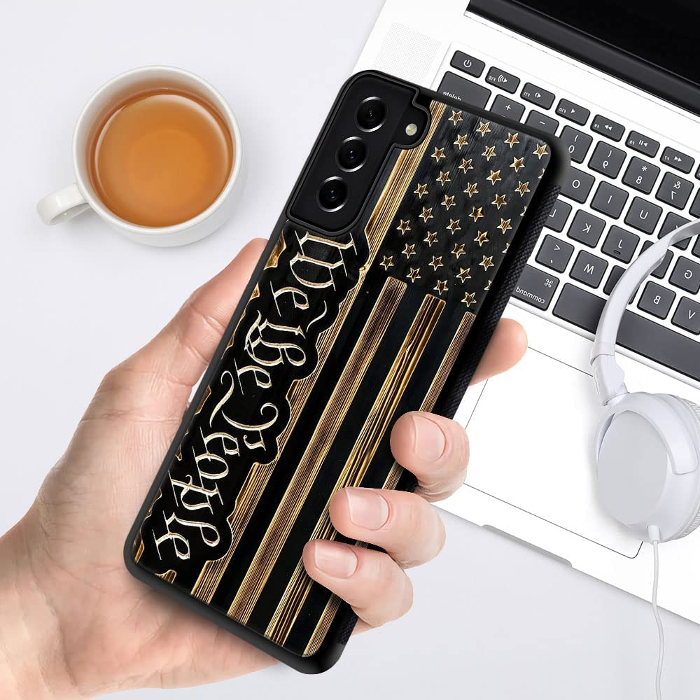 Daizag Compatible With Samsung Galaxy S21 Plus Case,We The People Usa Flag Wood Grain American Flag For Man Woman, All Round Pro