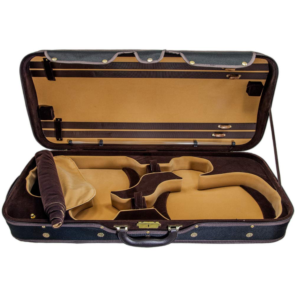 Sky Heavy Duty 4/4 Full Size Wooden Pro Double Violin Case Black/Khaki